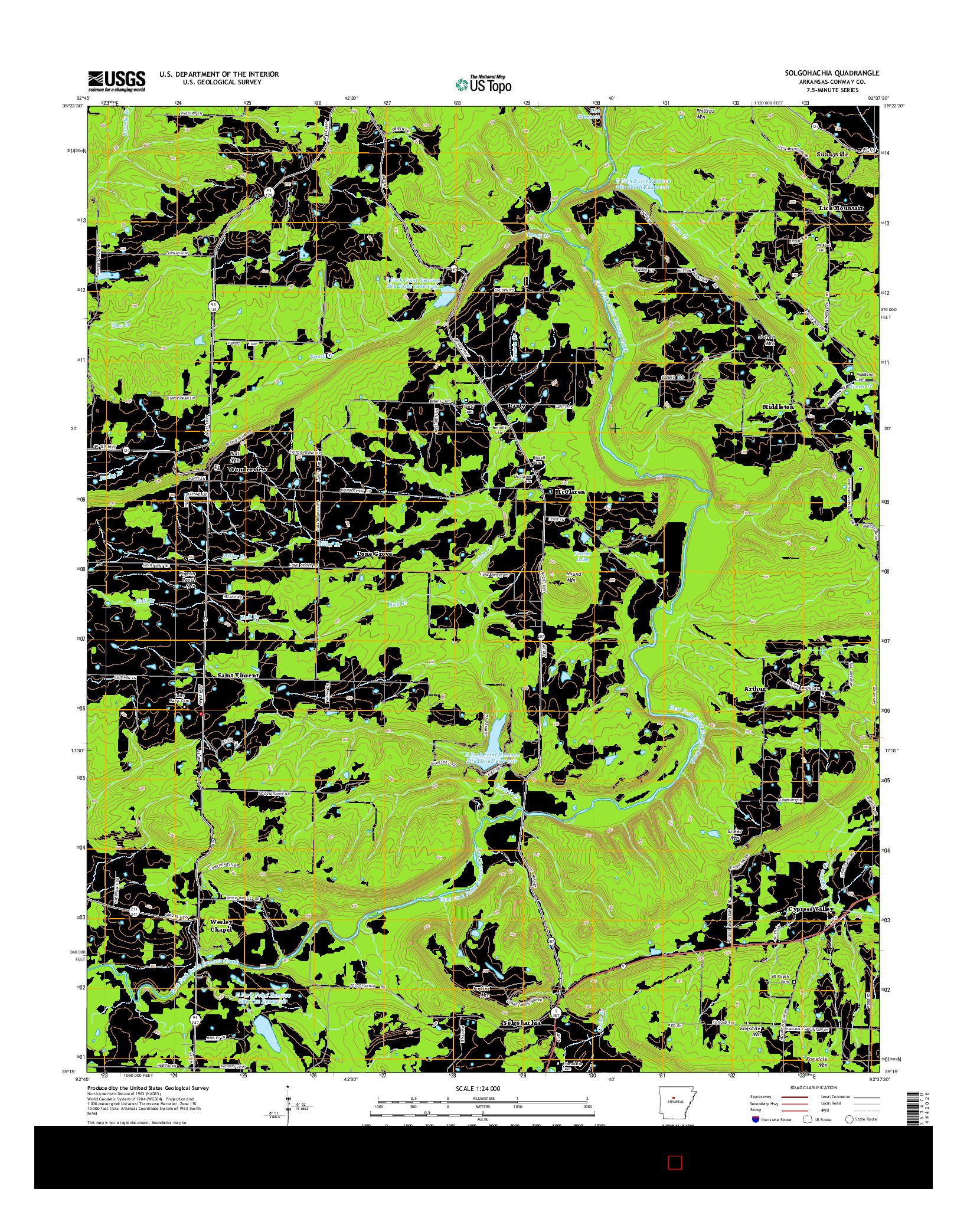 USGS US TOPO 7.5-MINUTE MAP FOR SOLGOHACHIA, AR 2014