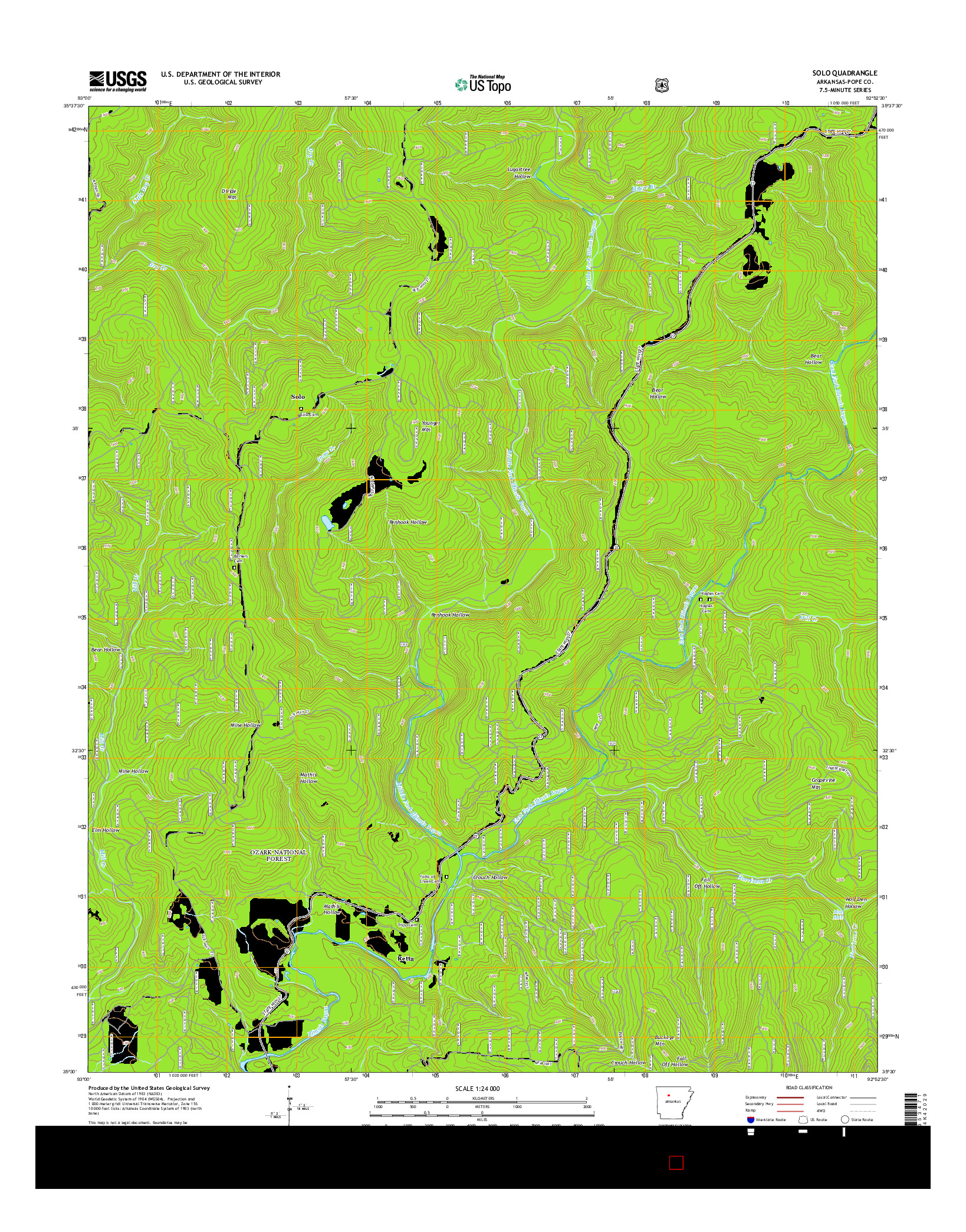 USGS US TOPO 7.5-MINUTE MAP FOR SOLO, AR 2014