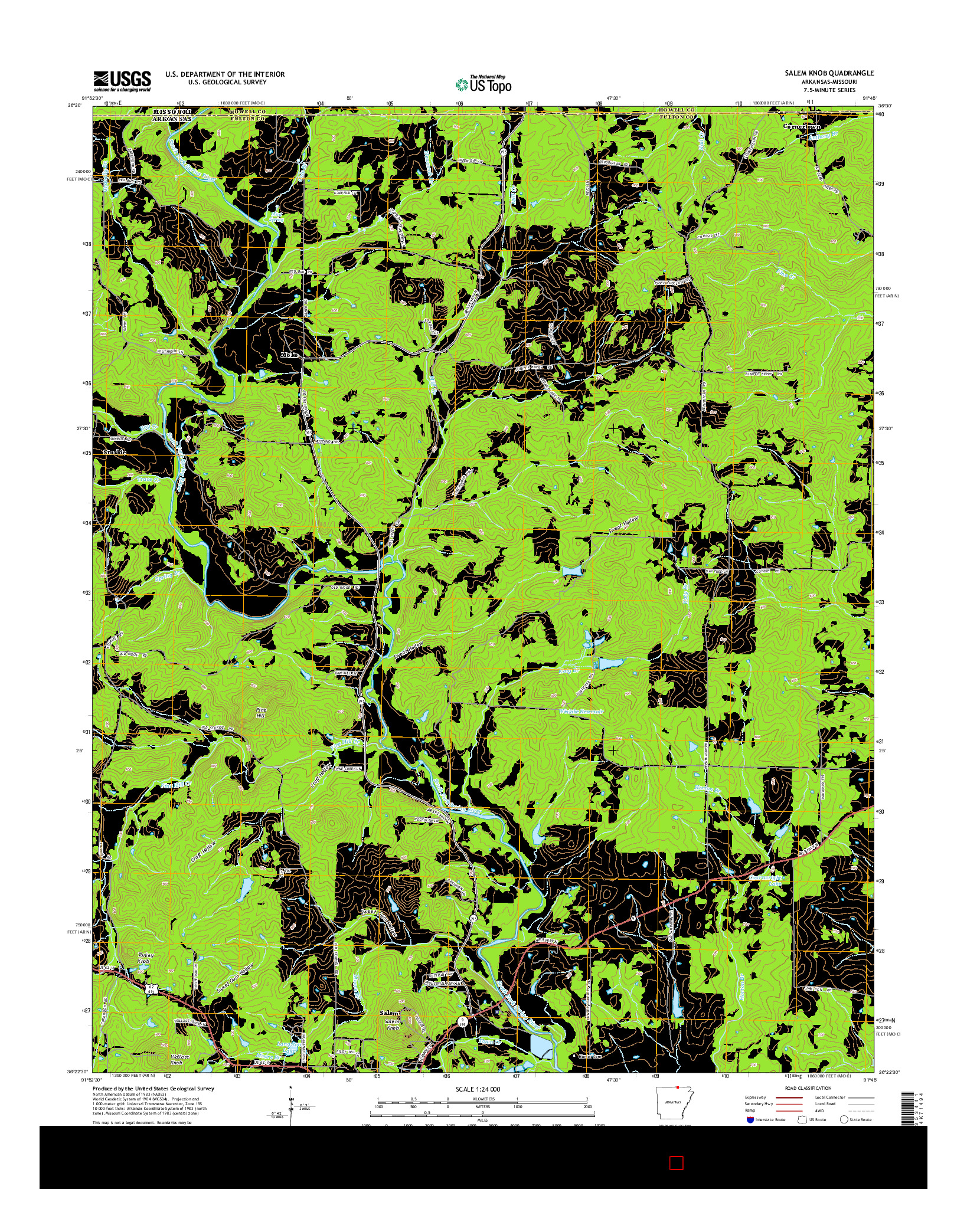 USGS US TOPO 7.5-MINUTE MAP FOR SALEM KNOB, AR-MO 2014