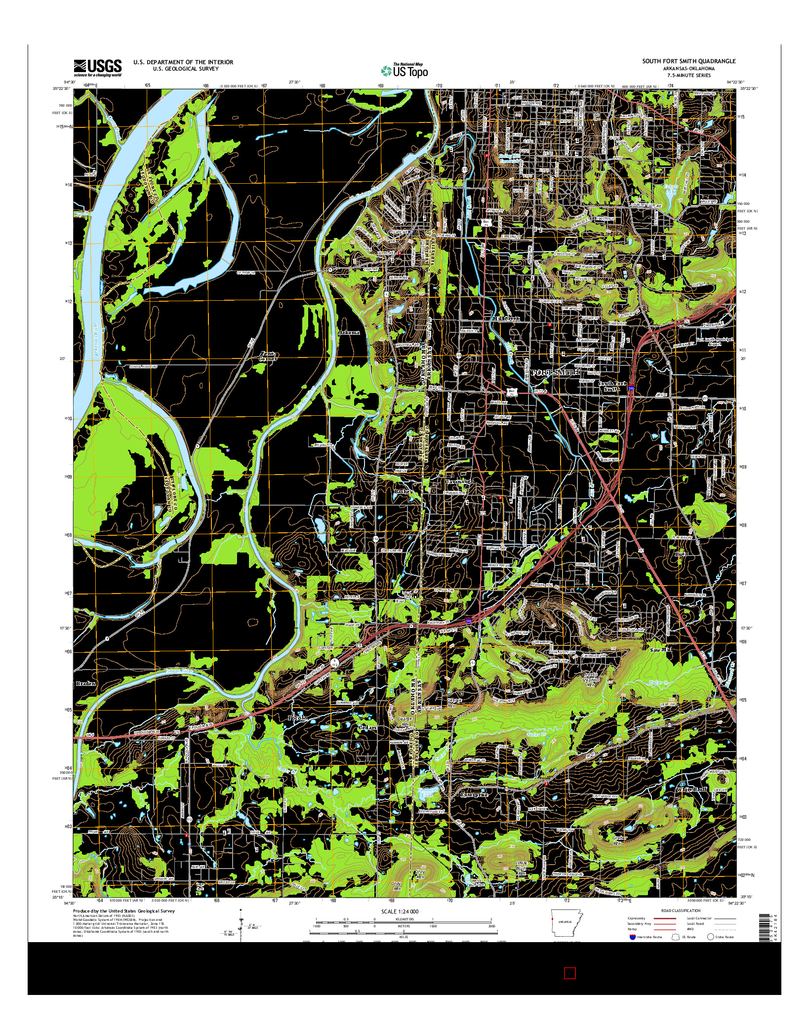 USGS US TOPO 7.5-MINUTE MAP FOR SOUTH FORT SMITH, AR-OK 2014