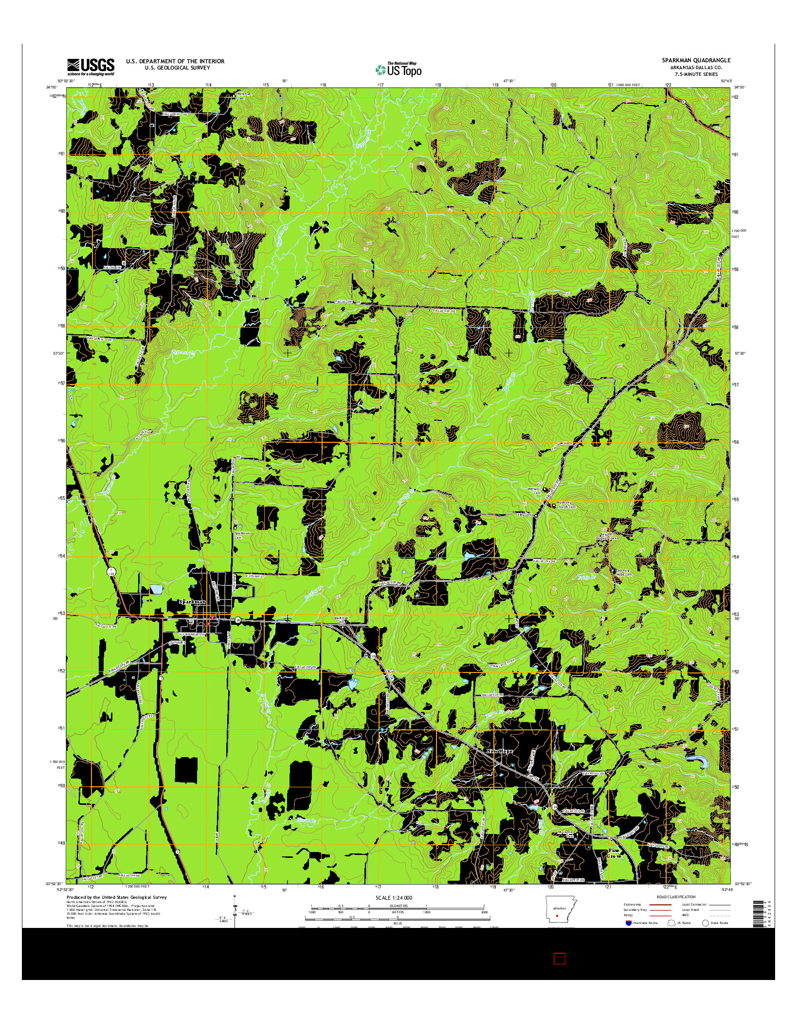 USGS US TOPO 7.5-MINUTE MAP FOR SPARKMAN, AR 2014