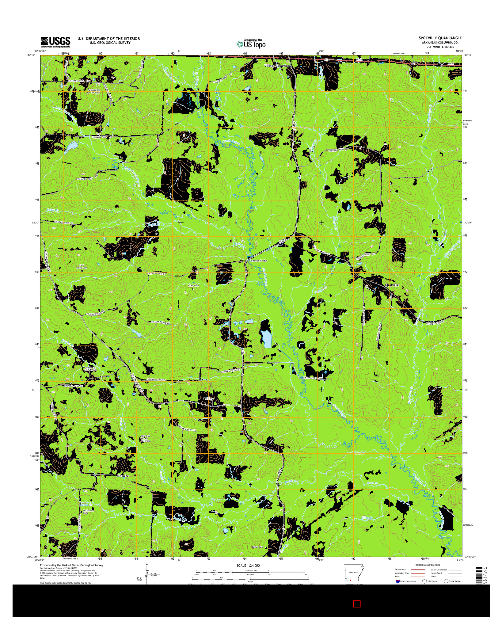 USGS US TOPO 7.5-MINUTE MAP FOR SPOTVILLE, AR 2014