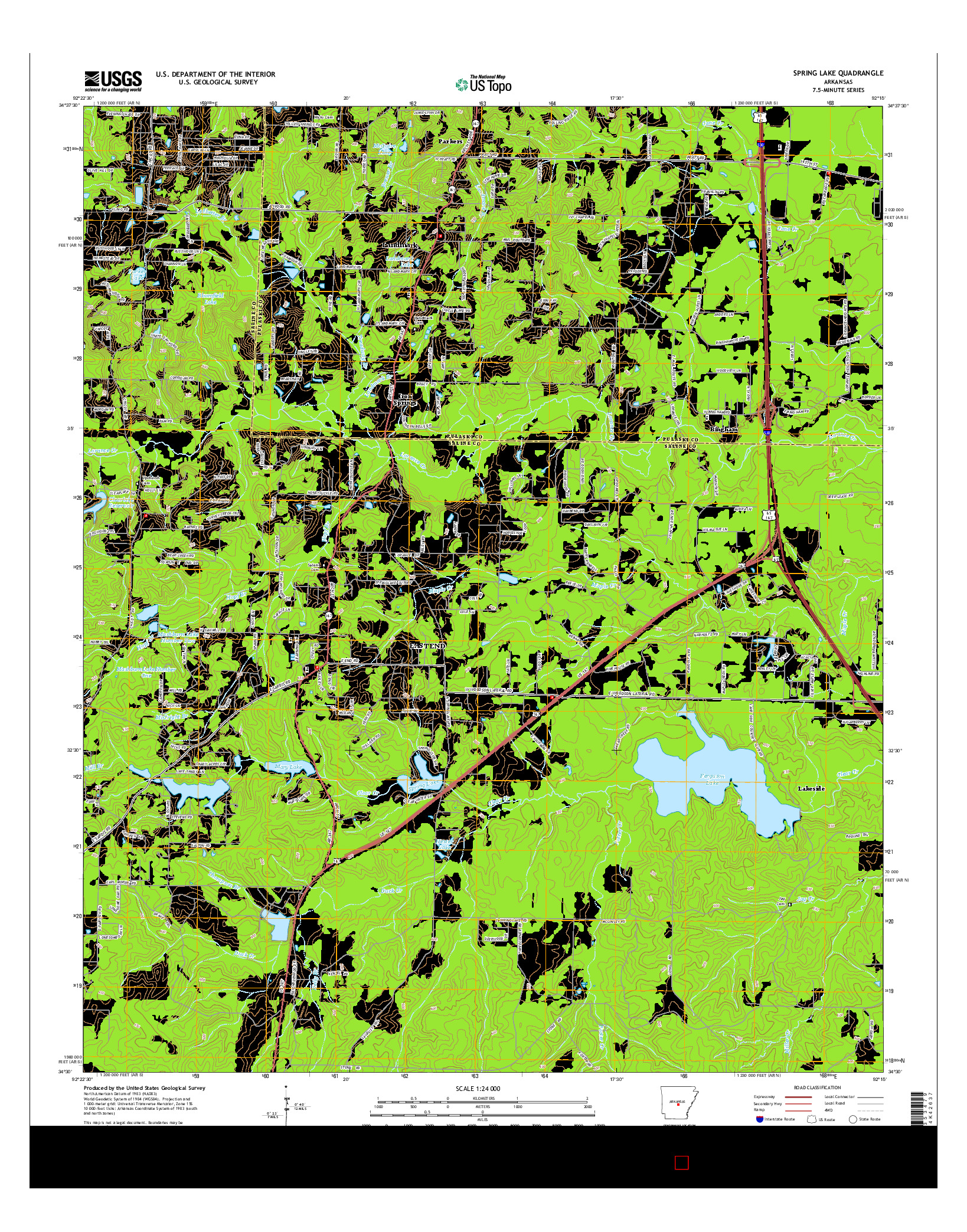 USGS US TOPO 7.5-MINUTE MAP FOR SPRING LAKE, AR 2014
