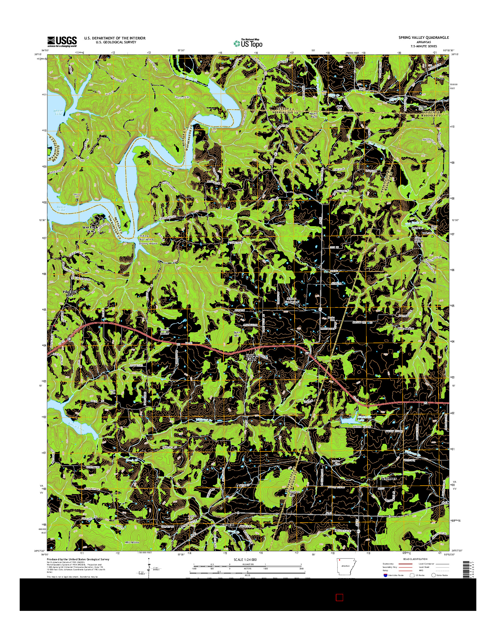 USGS US TOPO 7.5-MINUTE MAP FOR SPRING VALLEY, AR 2014