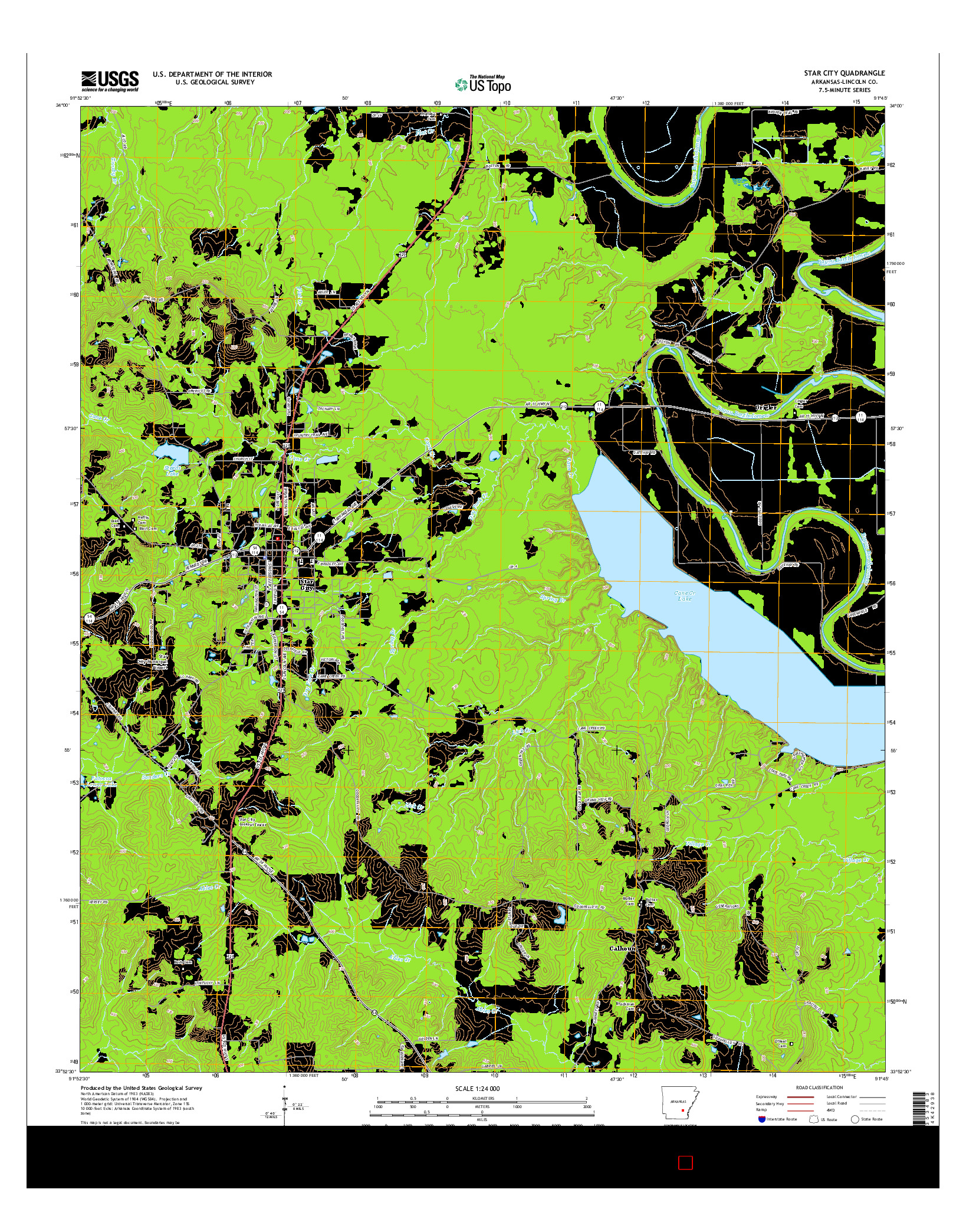 USGS US TOPO 7.5-MINUTE MAP FOR STAR CITY, AR 2014