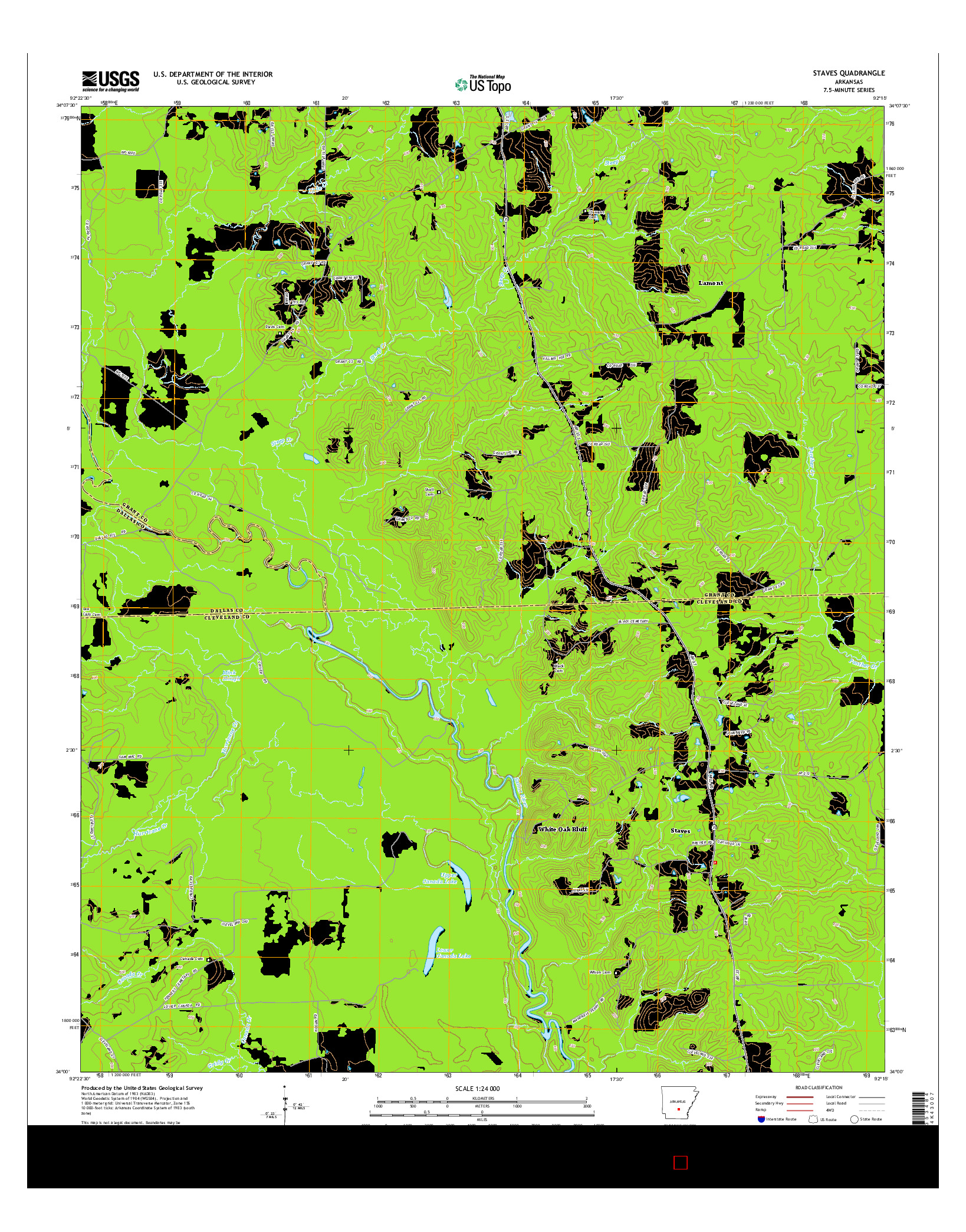 USGS US TOPO 7.5-MINUTE MAP FOR STAVES, AR 2014