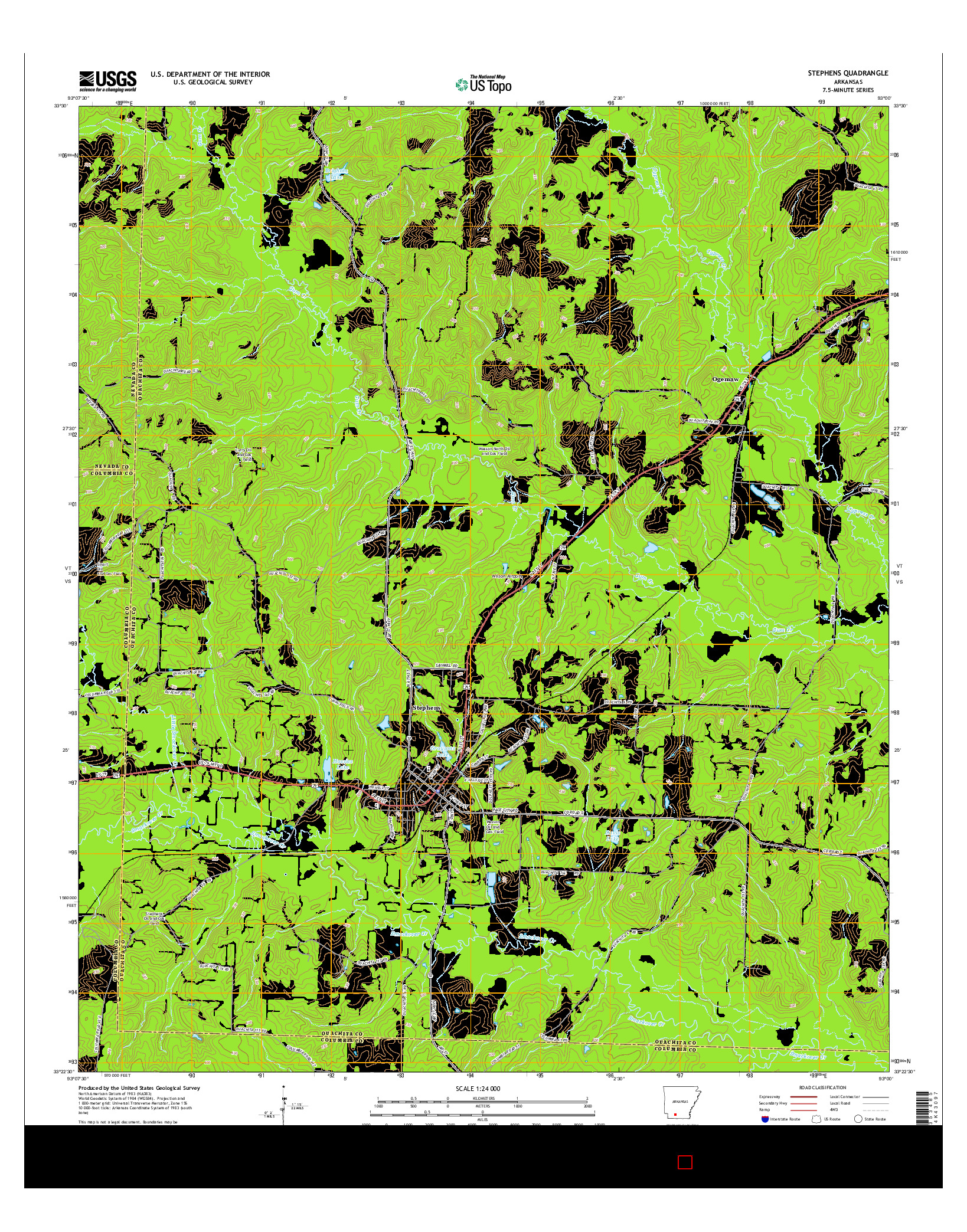 USGS US TOPO 7.5-MINUTE MAP FOR STEPHENS, AR 2014