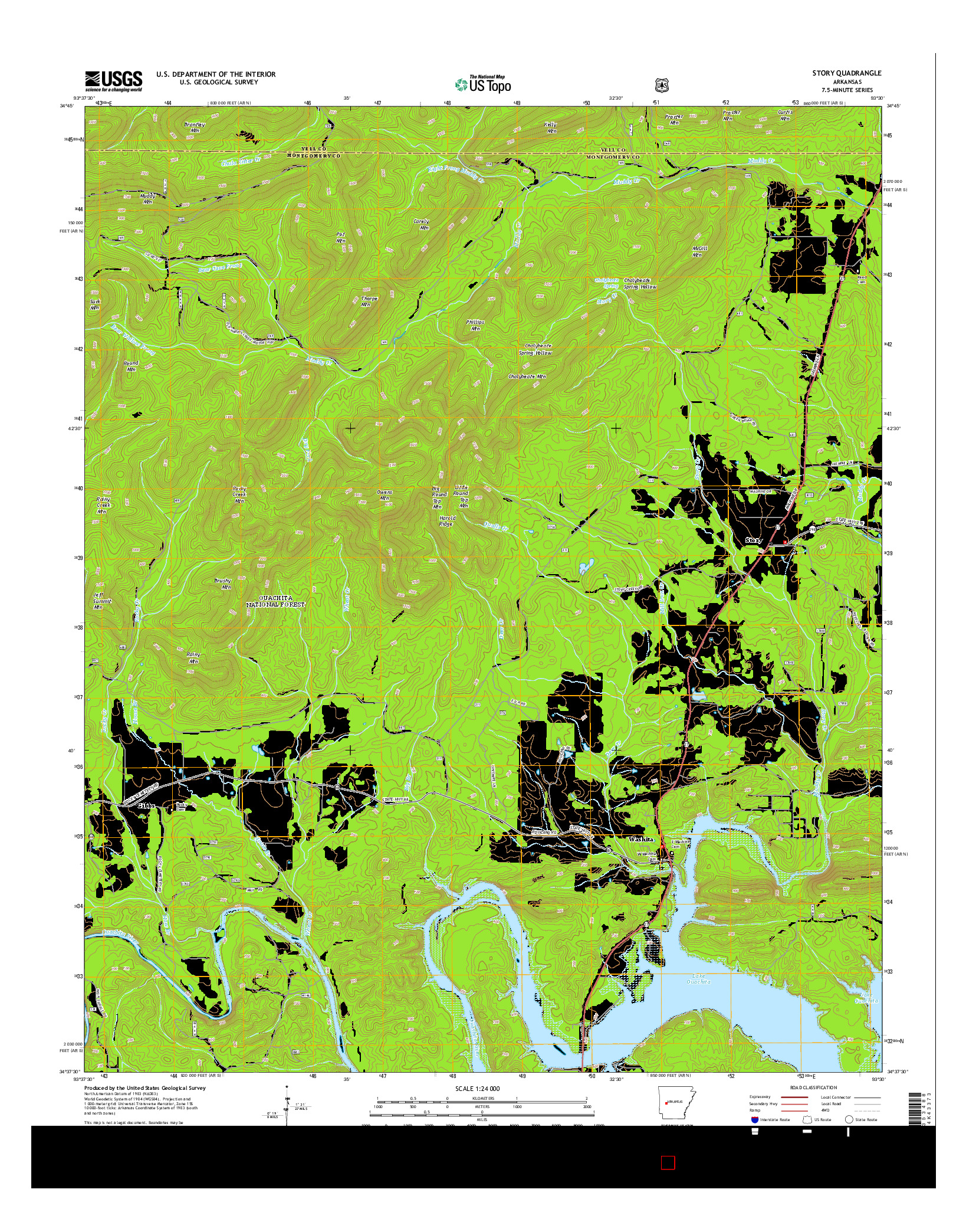 USGS US TOPO 7.5-MINUTE MAP FOR STORY, AR 2014