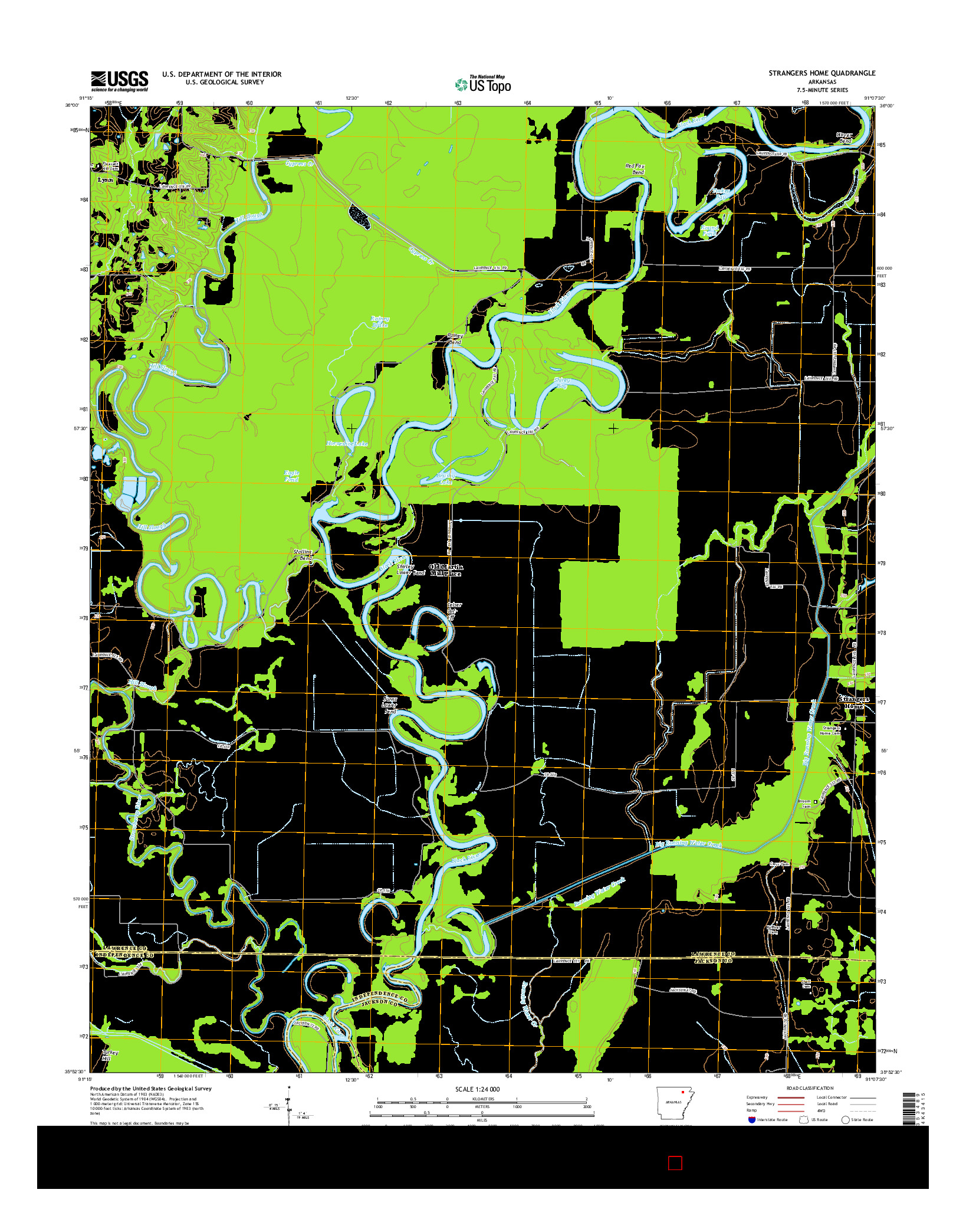 USGS US TOPO 7.5-MINUTE MAP FOR STRANGERS HOME, AR 2014