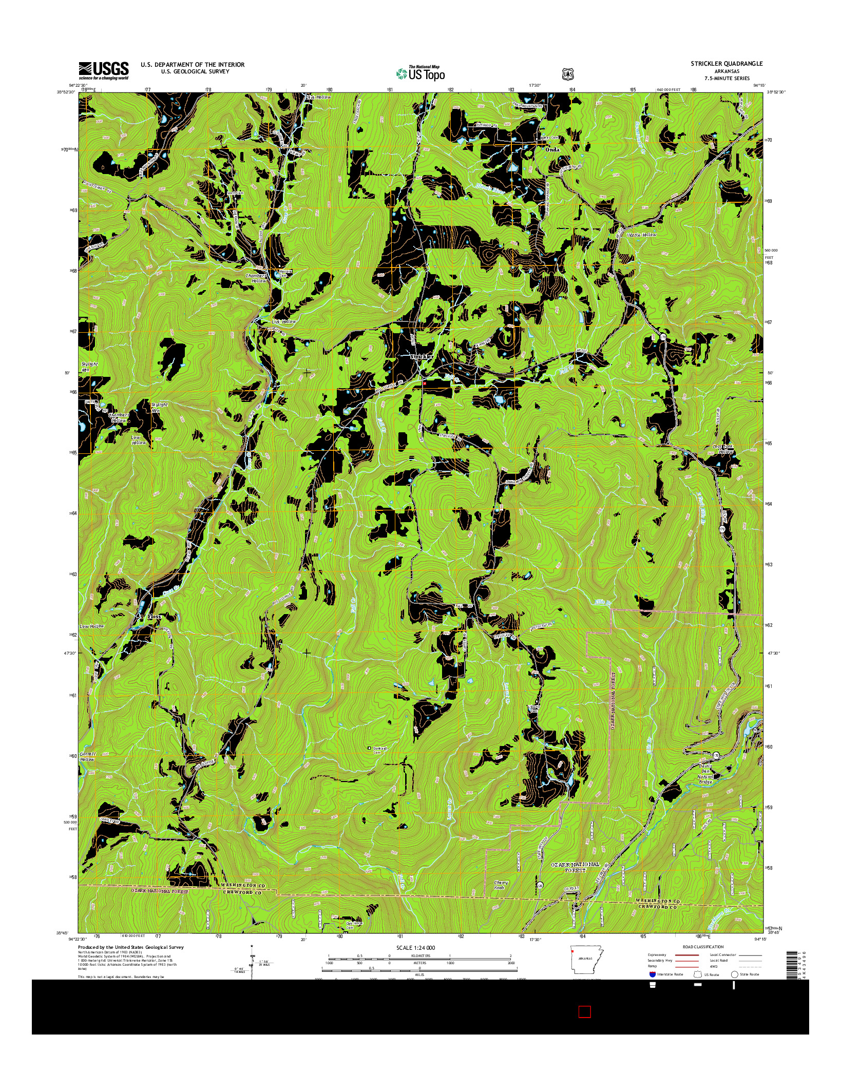 USGS US TOPO 7.5-MINUTE MAP FOR STRICKLER, AR 2014