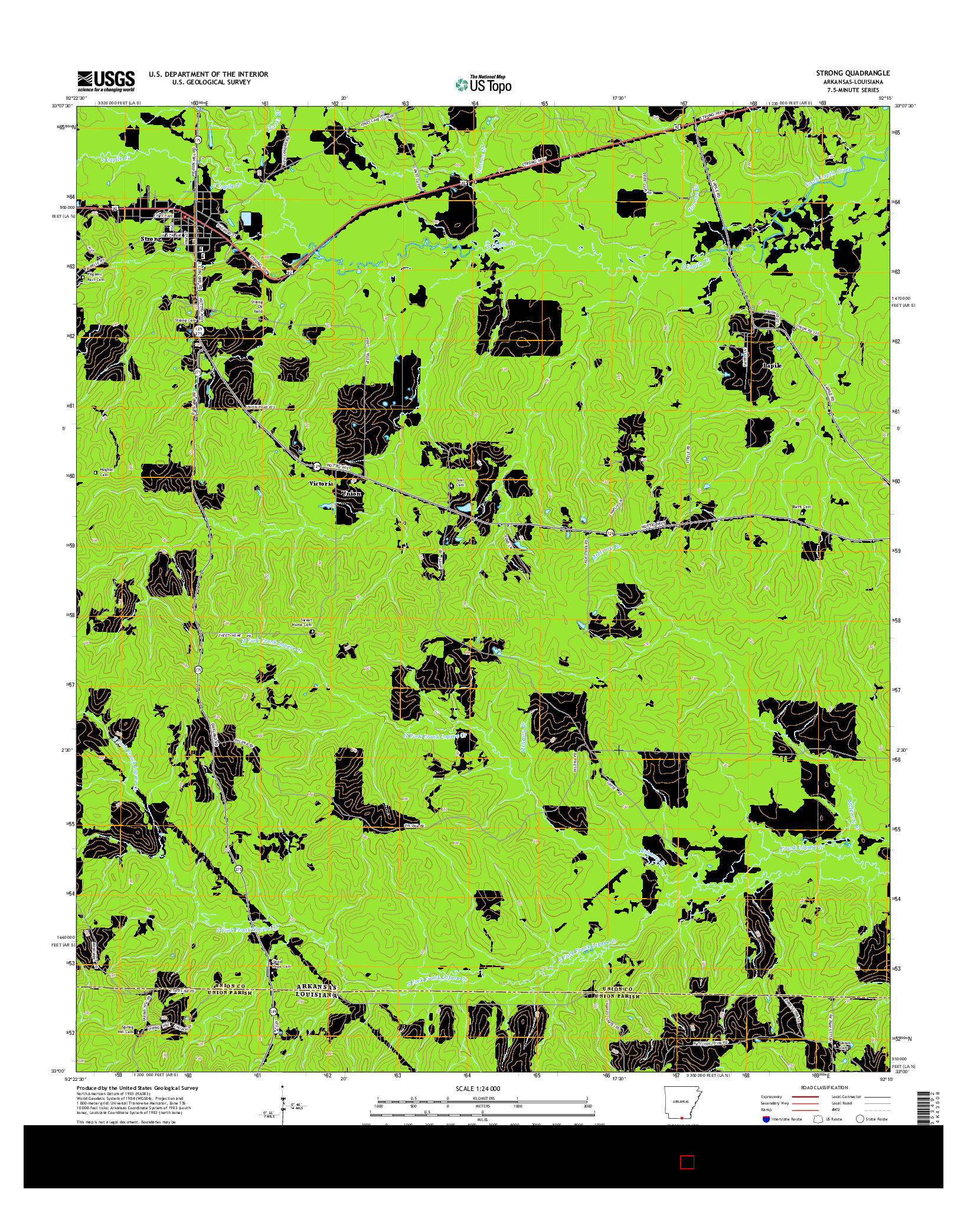 USGS US TOPO 7.5-MINUTE MAP FOR STRONG, AR-LA 2014