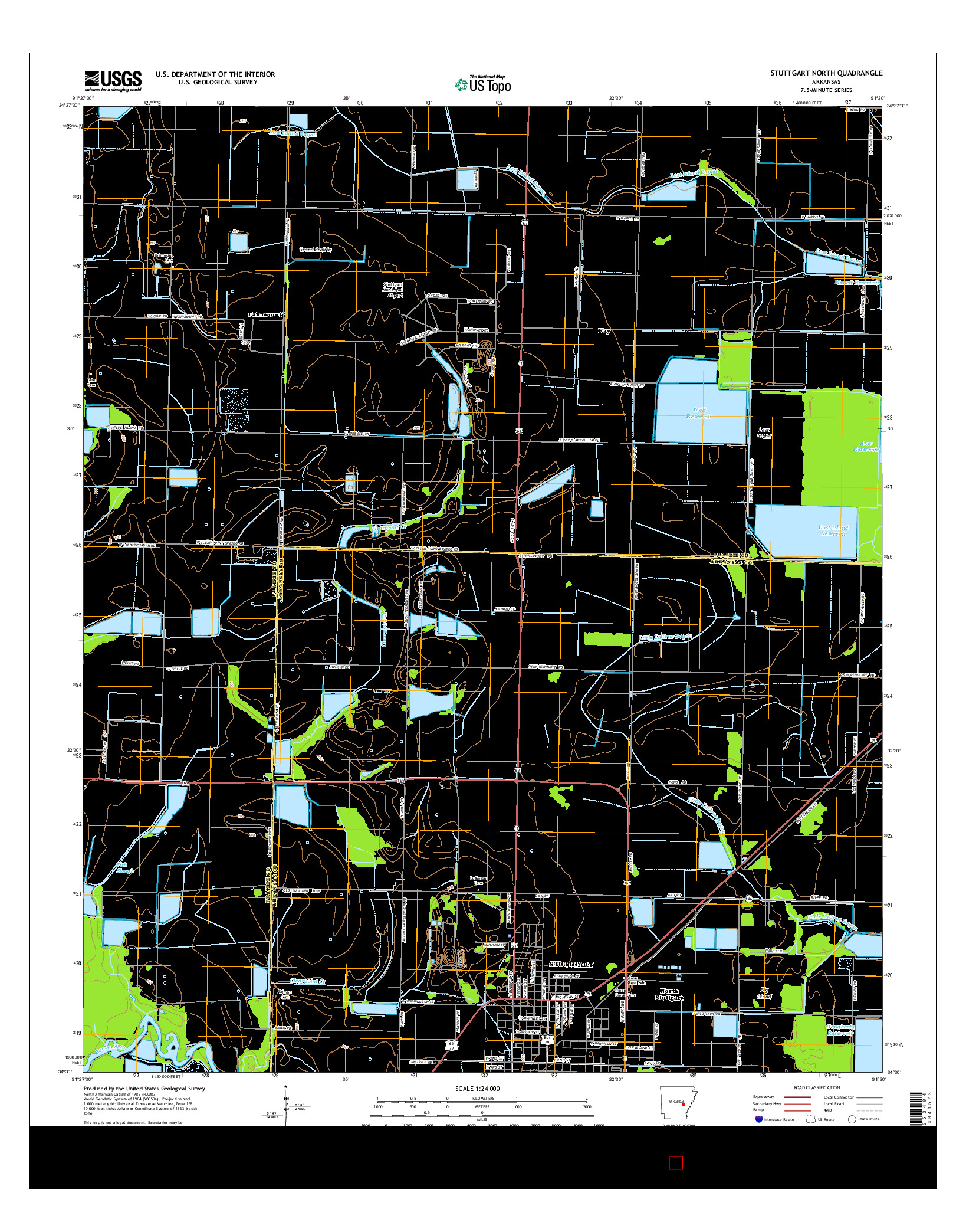 USGS US TOPO 7.5-MINUTE MAP FOR STUTTGART NORTH, AR 2014