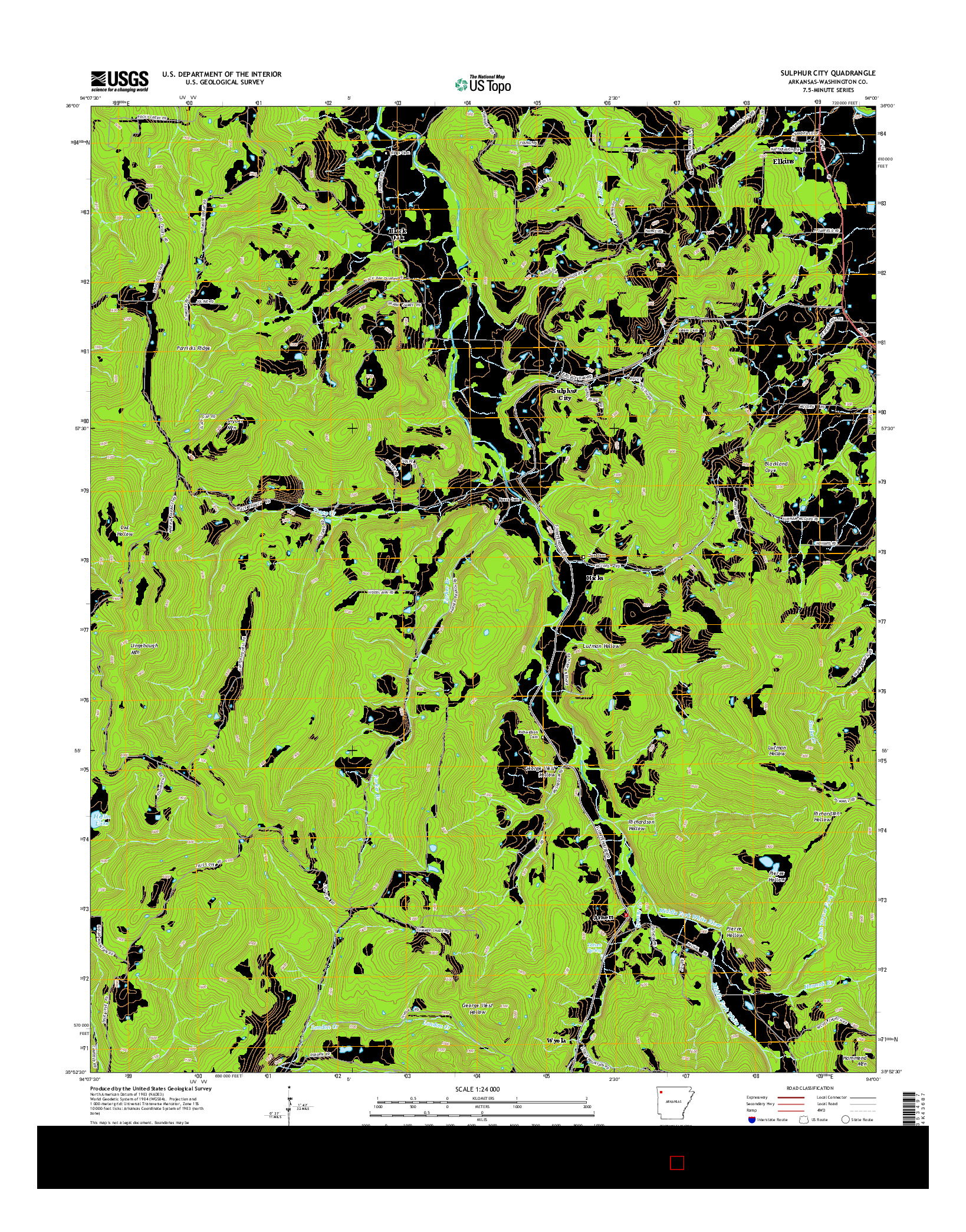 USGS US TOPO 7.5-MINUTE MAP FOR SULPHUR CITY, AR 2014