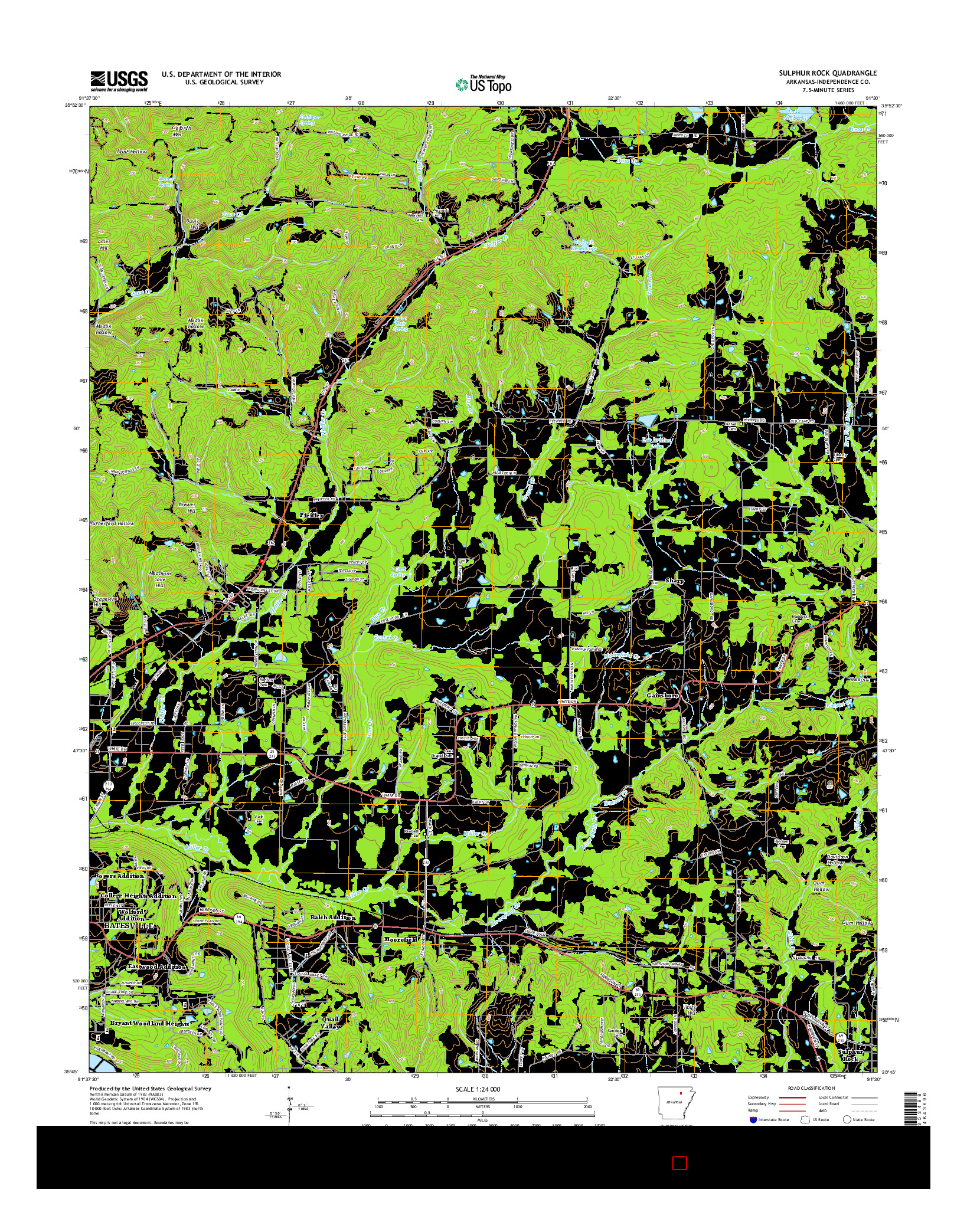 USGS US TOPO 7.5-MINUTE MAP FOR SULPHUR ROCK, AR 2014