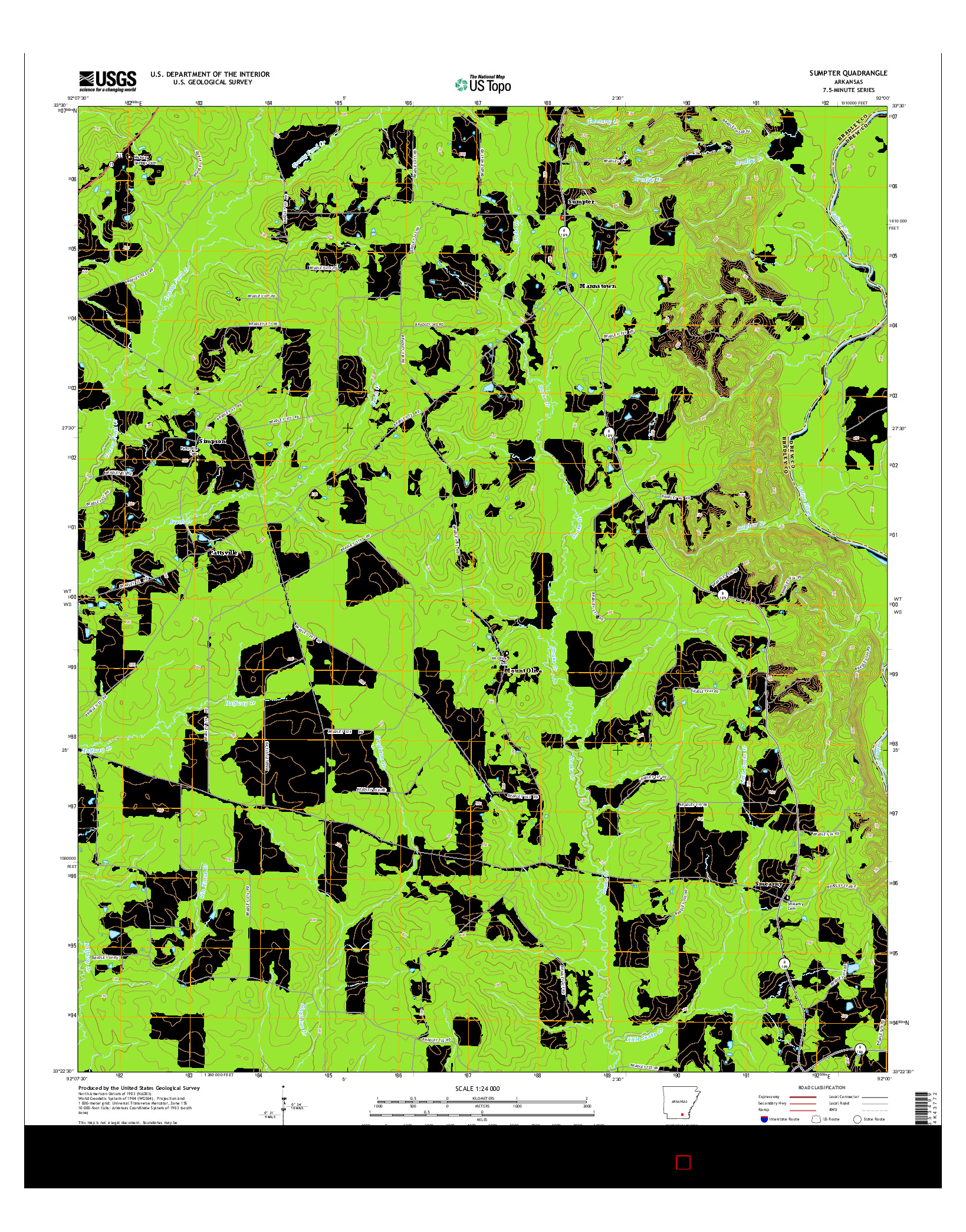 USGS US TOPO 7.5-MINUTE MAP FOR SUMPTER, AR 2014