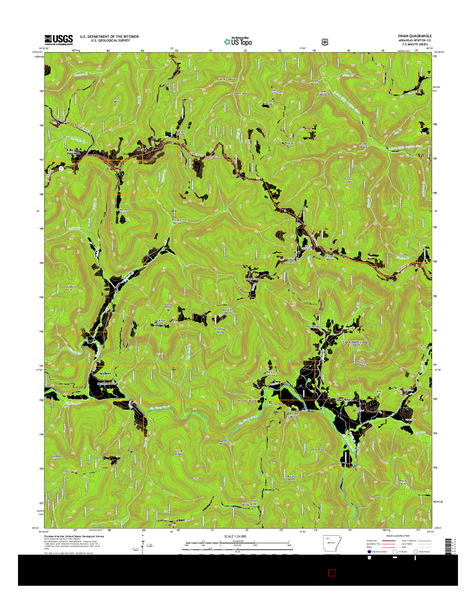 USGS US TOPO 7.5-MINUTE MAP FOR SWAIN, AR 2014