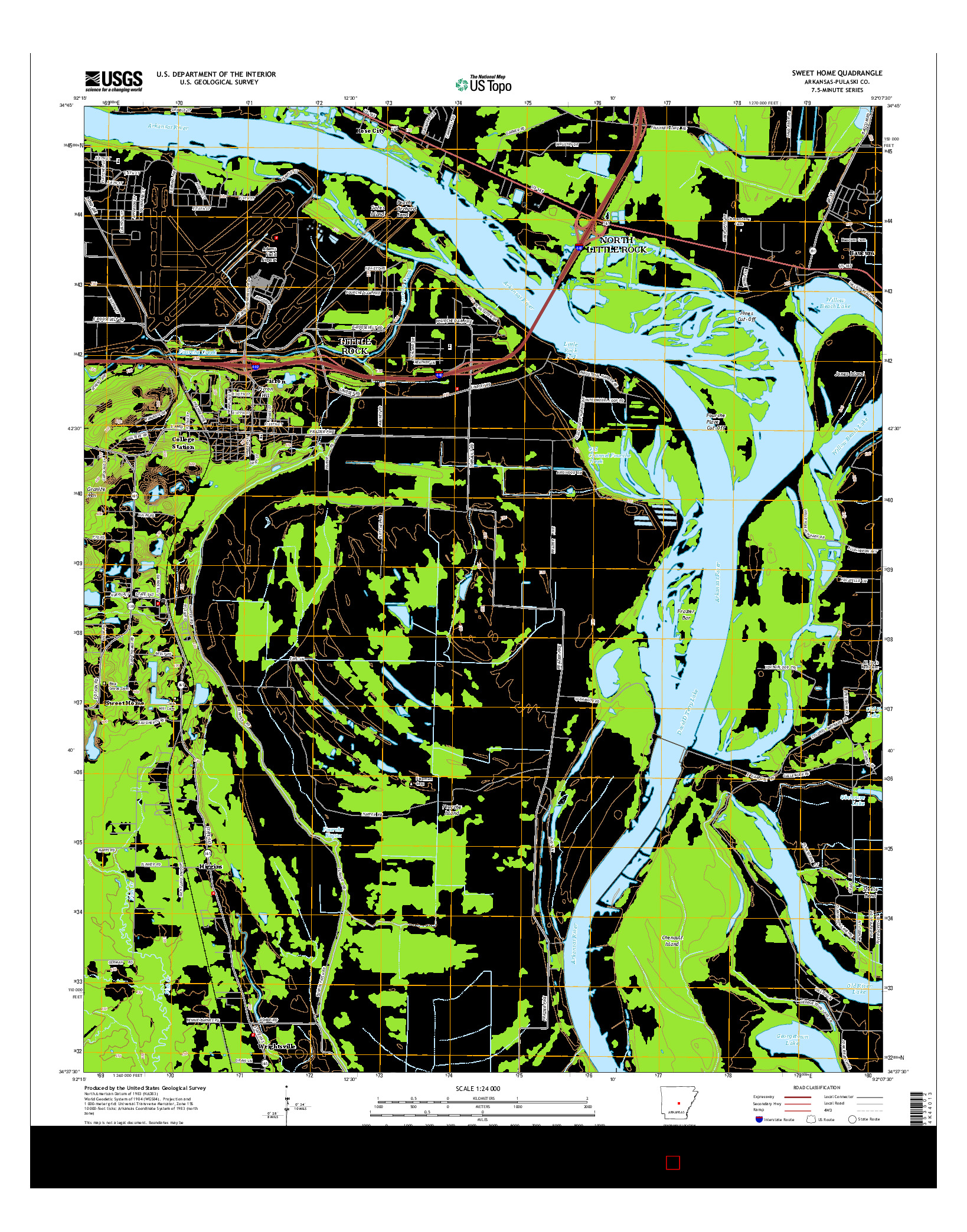 USGS US TOPO 7.5-MINUTE MAP FOR SWEET HOME, AR 2014