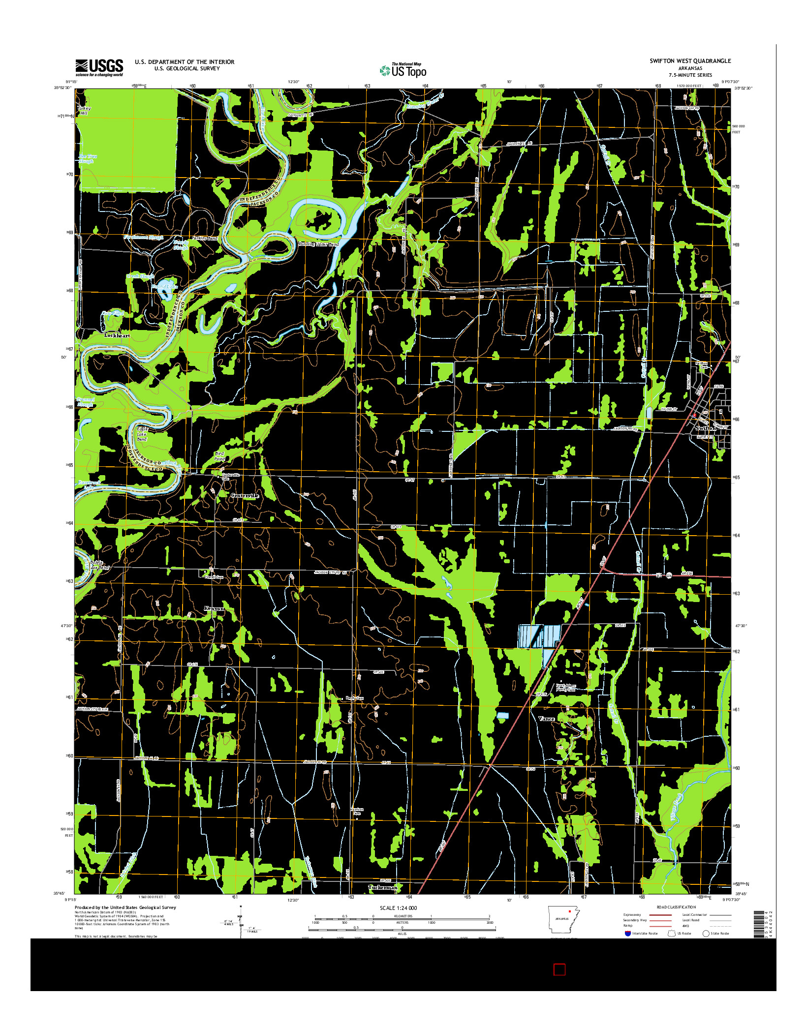 USGS US TOPO 7.5-MINUTE MAP FOR SWIFTON WEST, AR 2014
