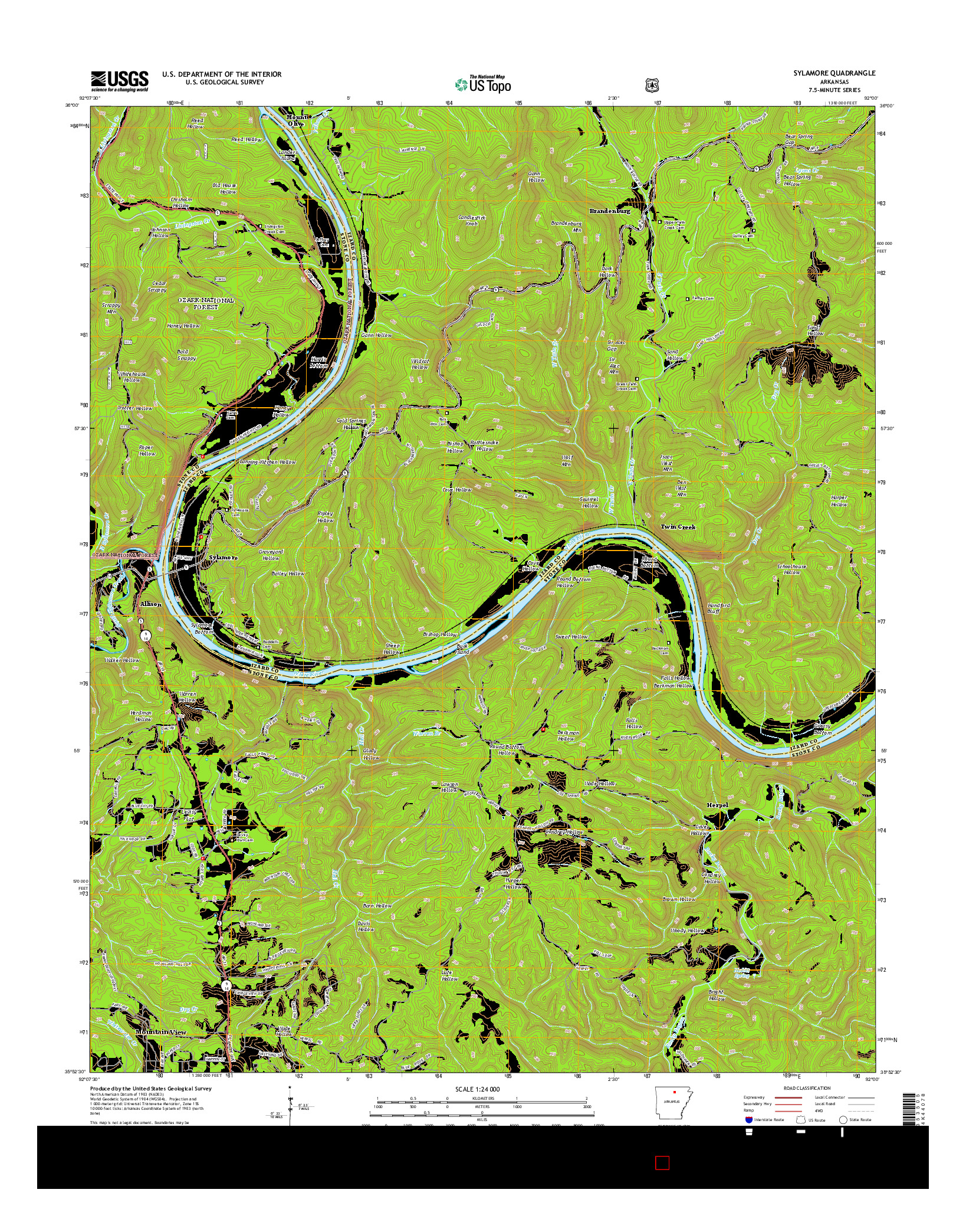 USGS US TOPO 7.5-MINUTE MAP FOR SYLAMORE, AR 2014