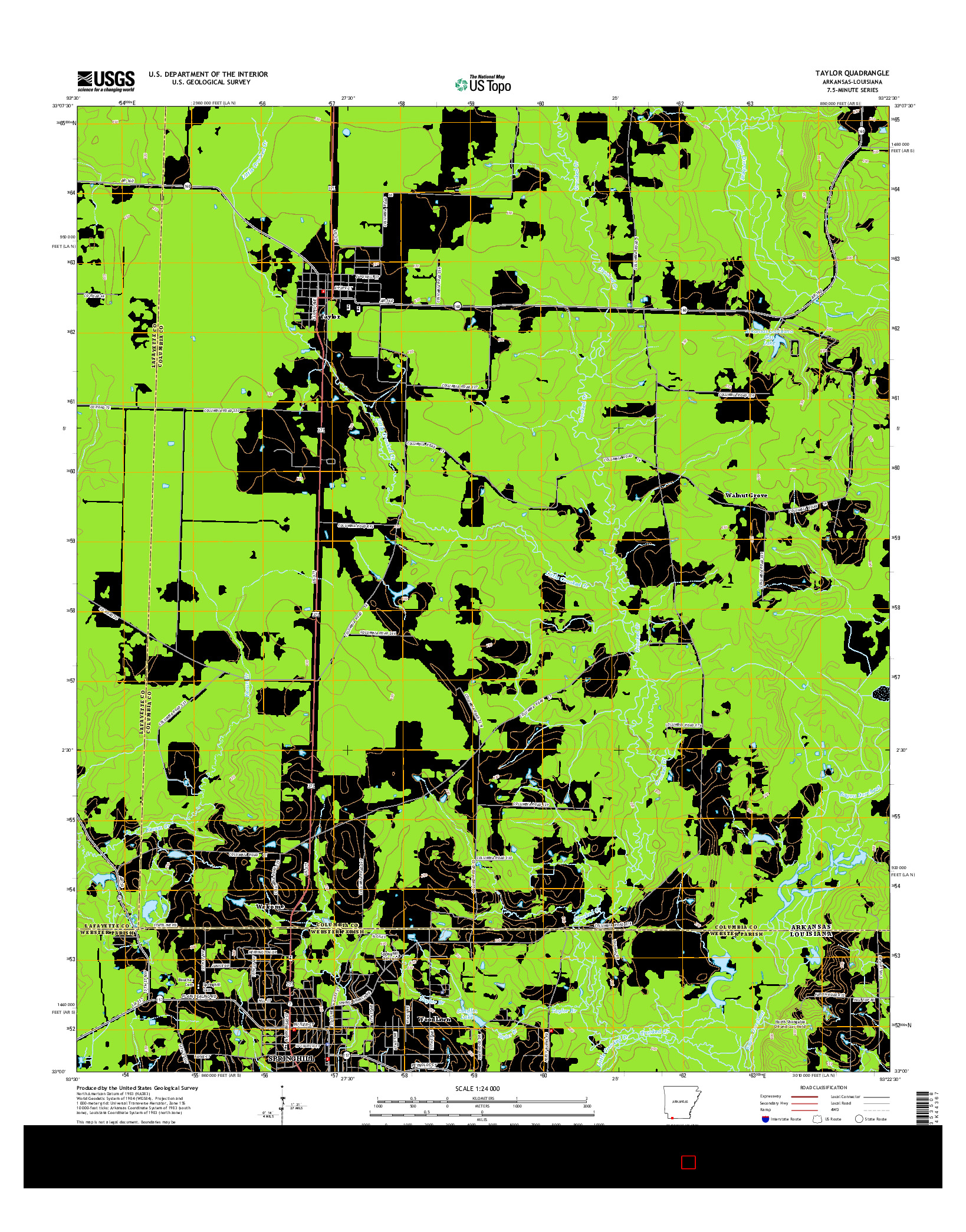 USGS US TOPO 7.5-MINUTE MAP FOR TAYLOR, AR-LA 2014