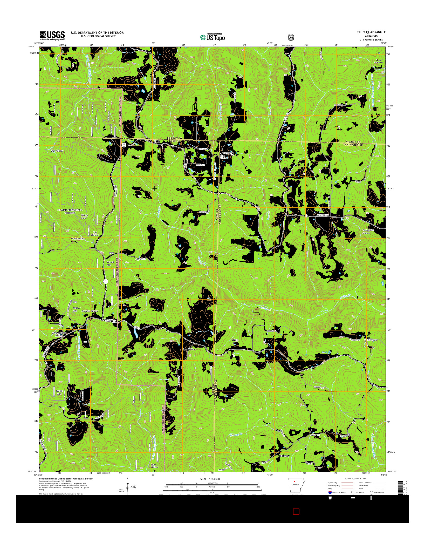 USGS US TOPO 7.5-MINUTE MAP FOR TILLY, AR 2014