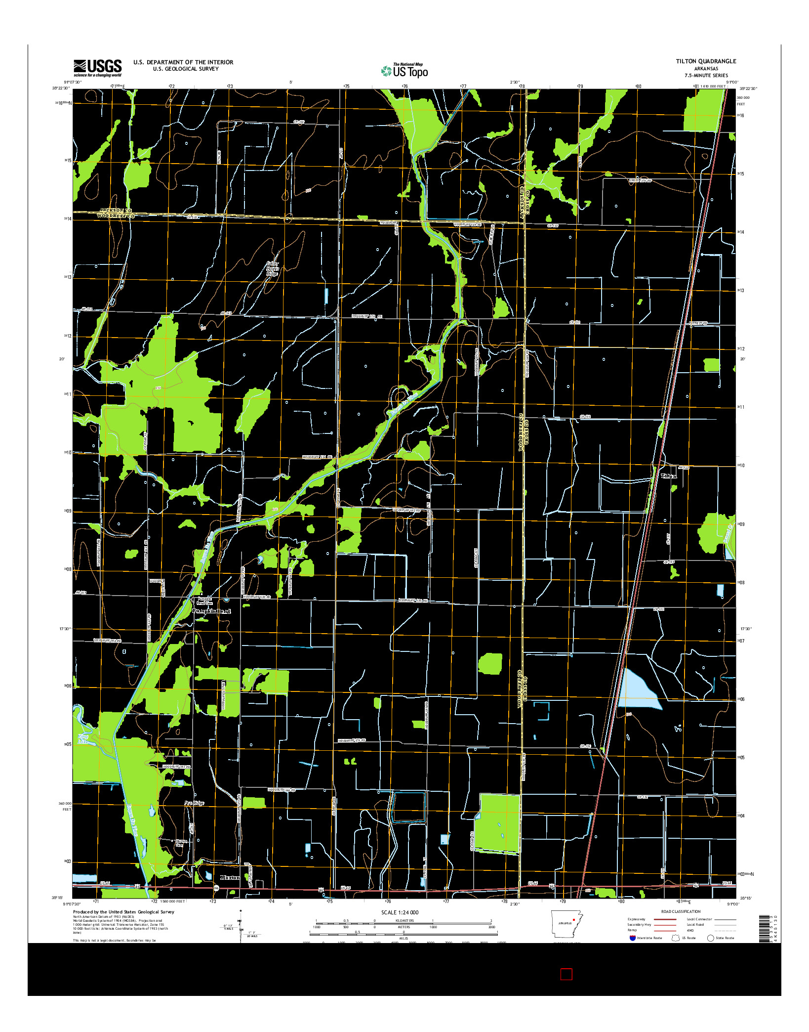USGS US TOPO 7.5-MINUTE MAP FOR TILTON, AR 2014