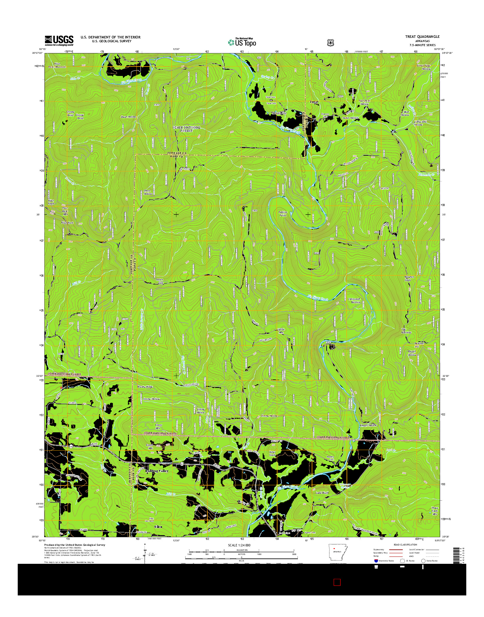 USGS US TOPO 7.5-MINUTE MAP FOR TREAT, AR 2014