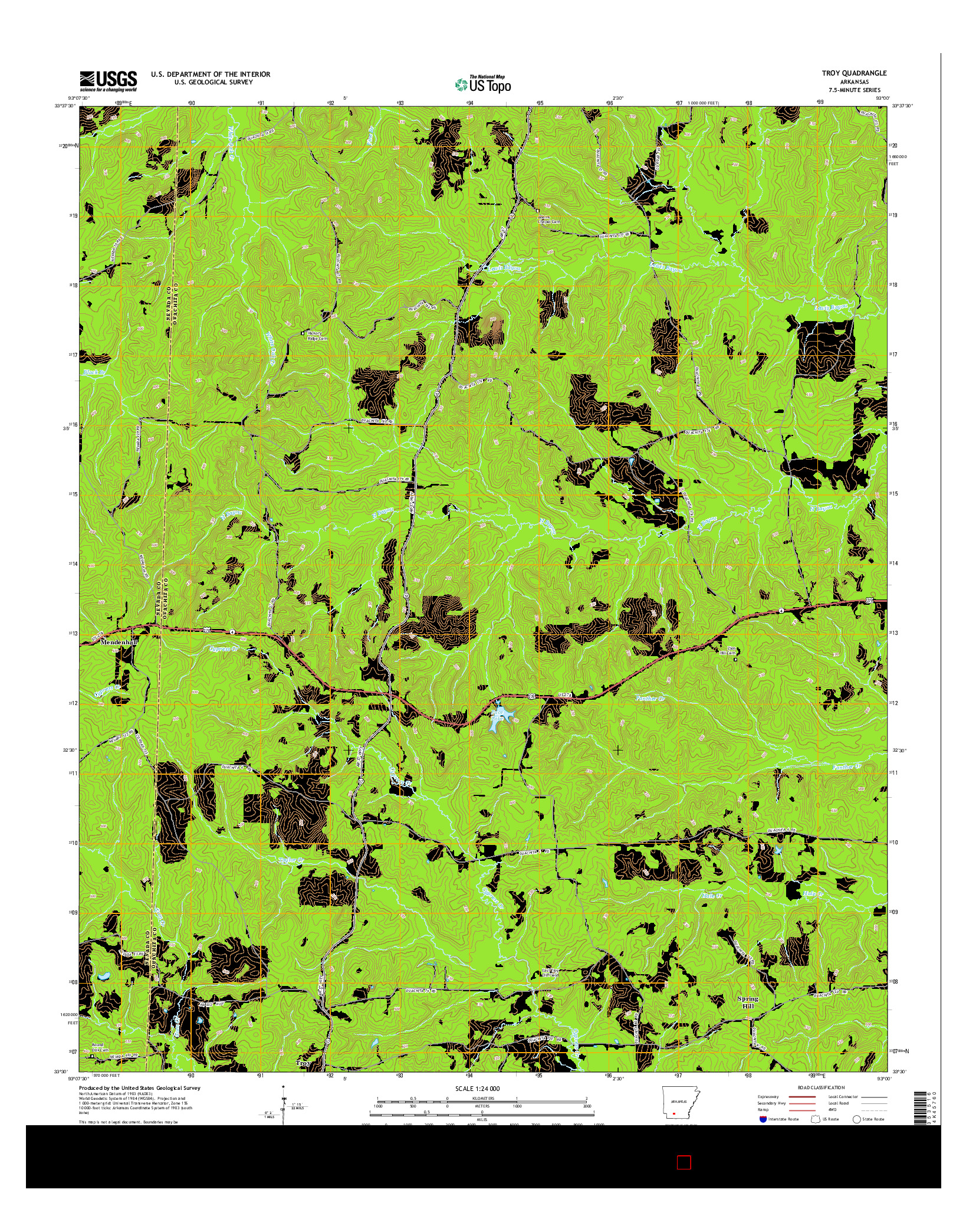 USGS US TOPO 7.5-MINUTE MAP FOR TROY, AR 2014