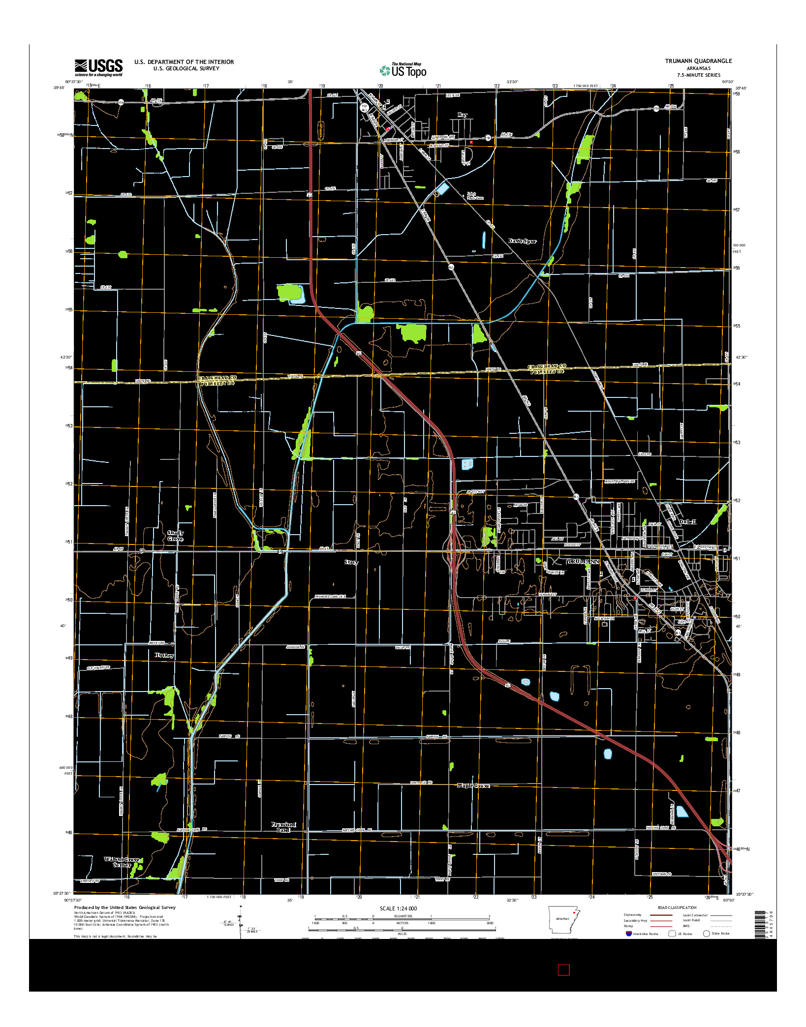 USGS US TOPO 7.5-MINUTE MAP FOR TRUMANN, AR 2014