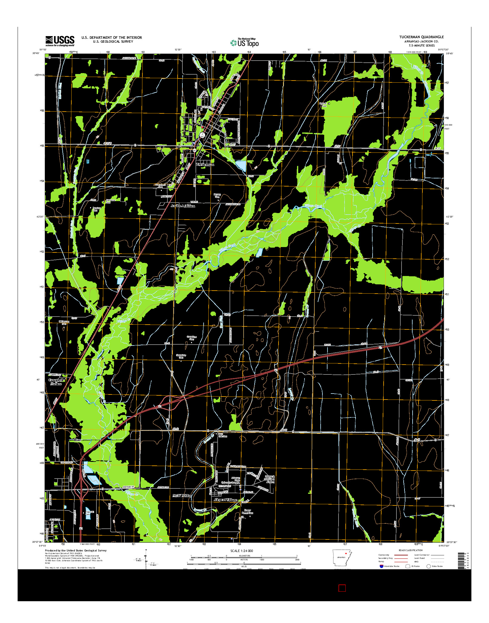 USGS US TOPO 7.5-MINUTE MAP FOR TUCKERMAN, AR 2014