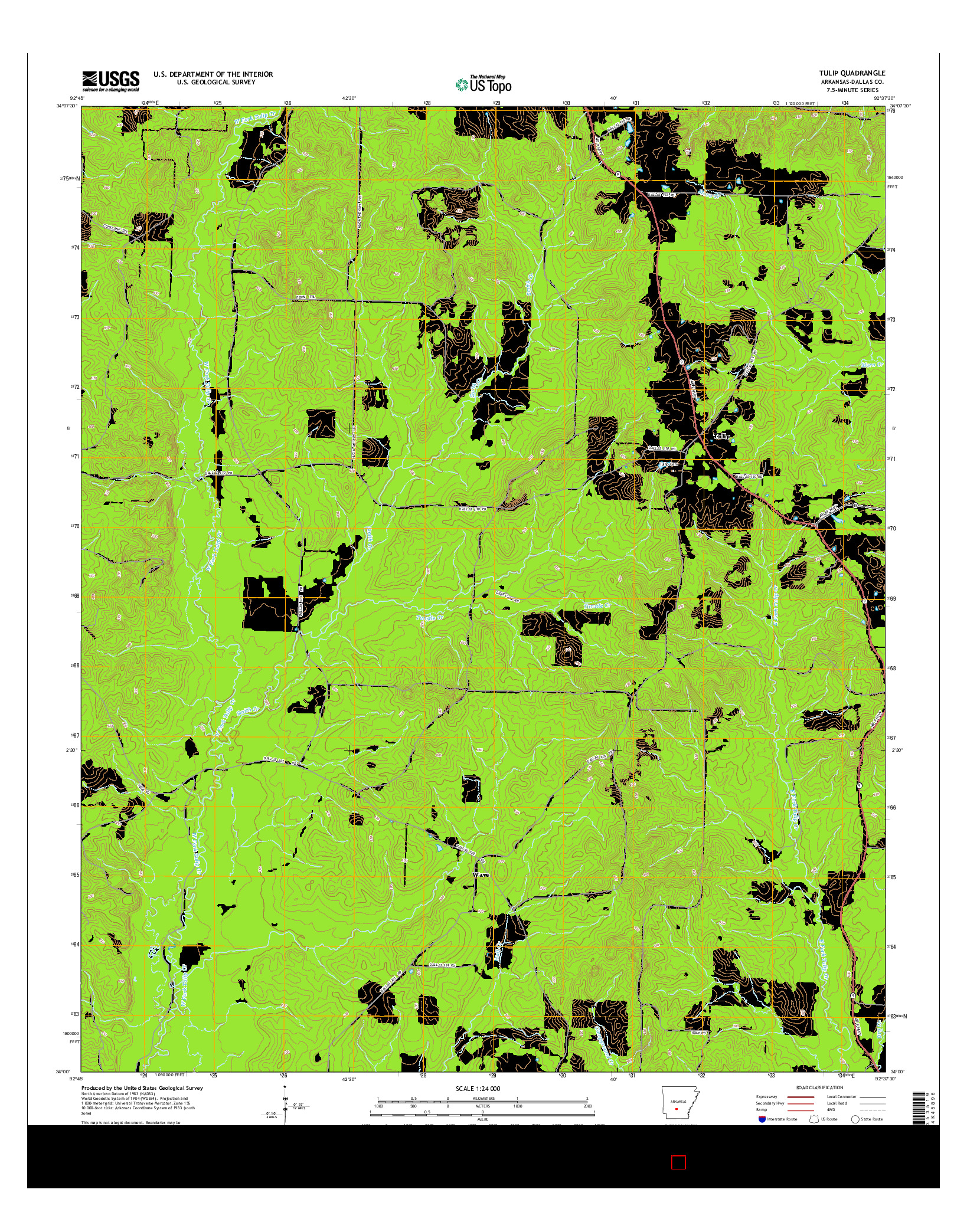 USGS US TOPO 7.5-MINUTE MAP FOR TULIP, AR 2014