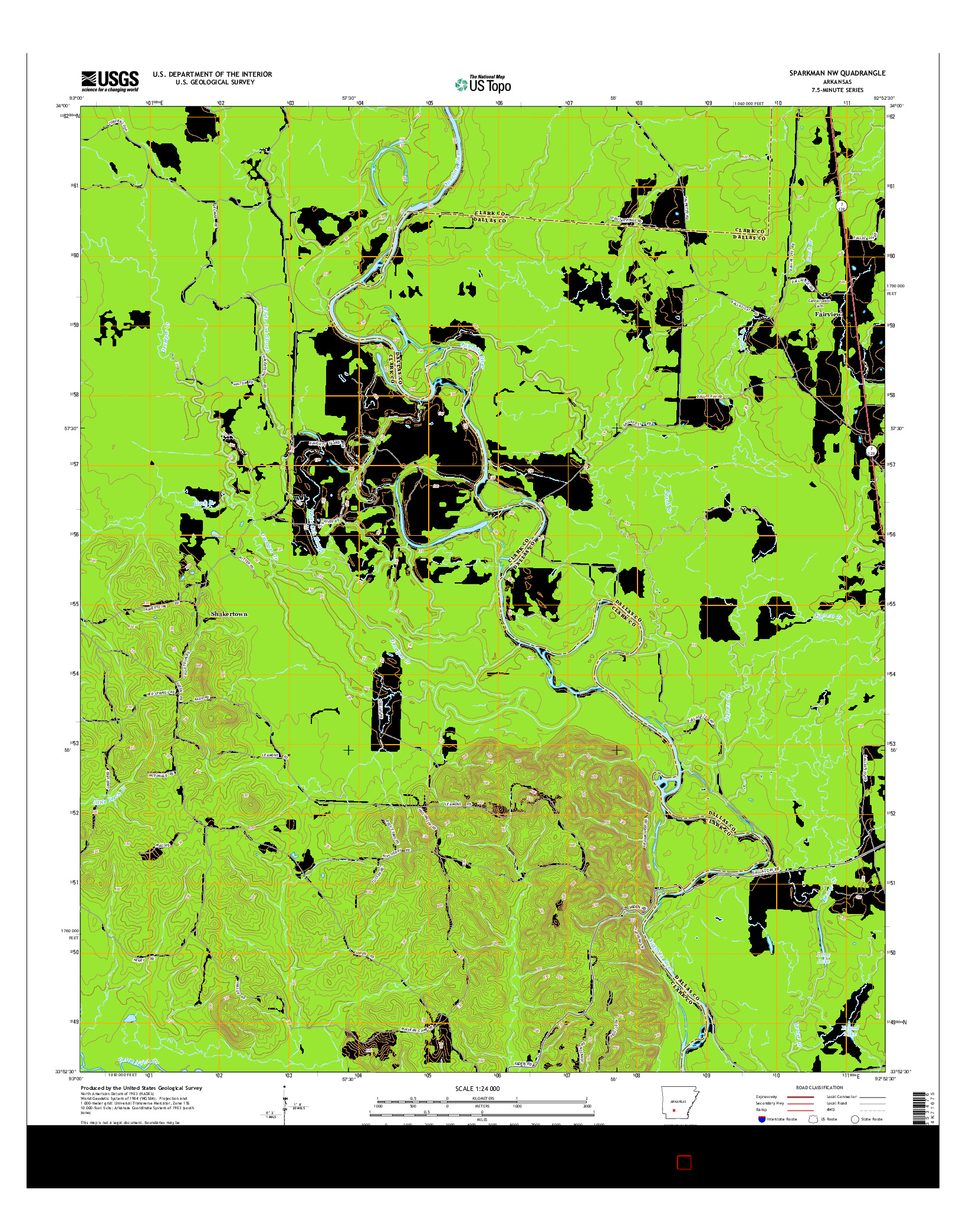 USGS US TOPO 7.5-MINUTE MAP FOR SPARKMAN NW, AR 2014