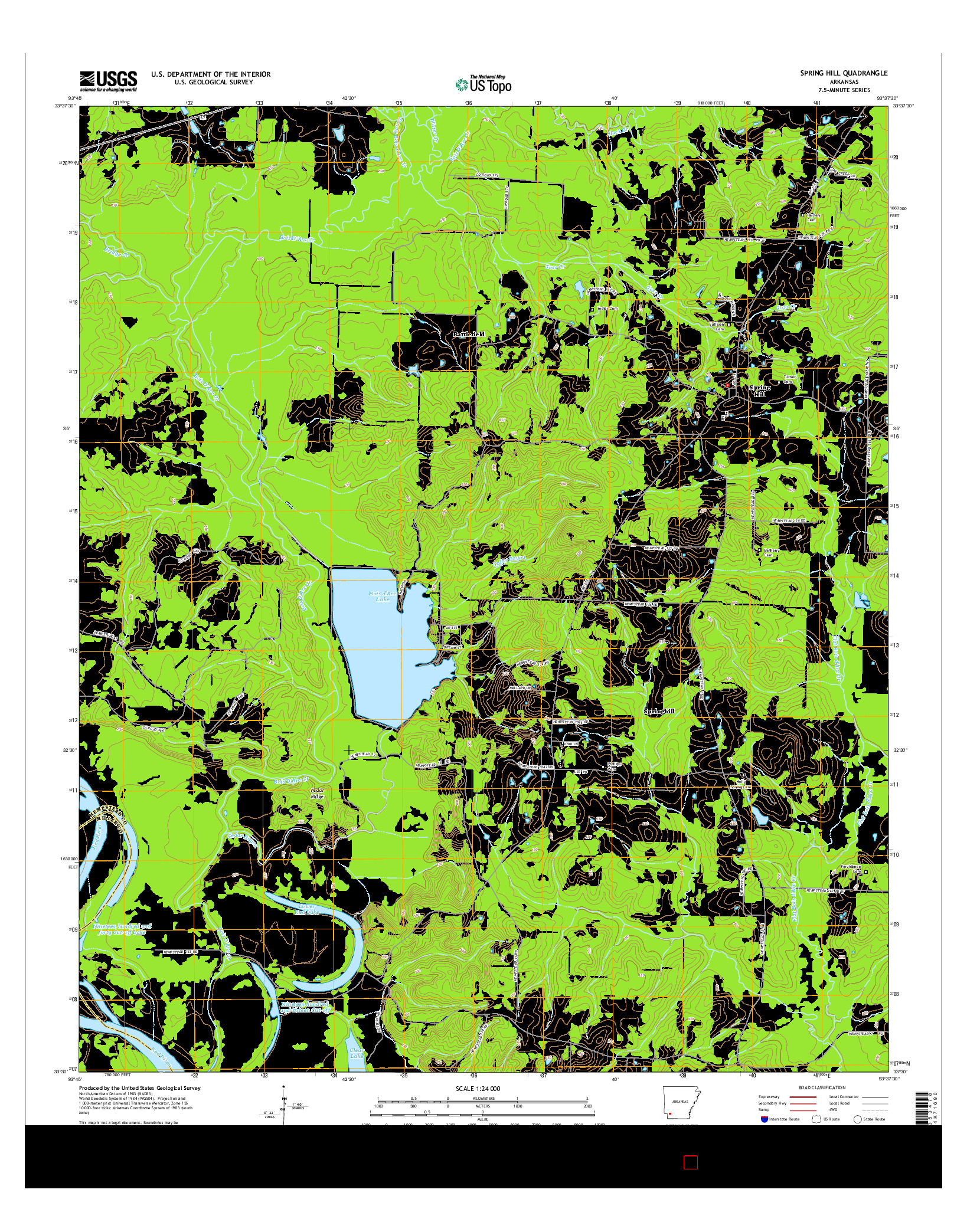 USGS US TOPO 7.5-MINUTE MAP FOR SPRING HILL, AR 2014