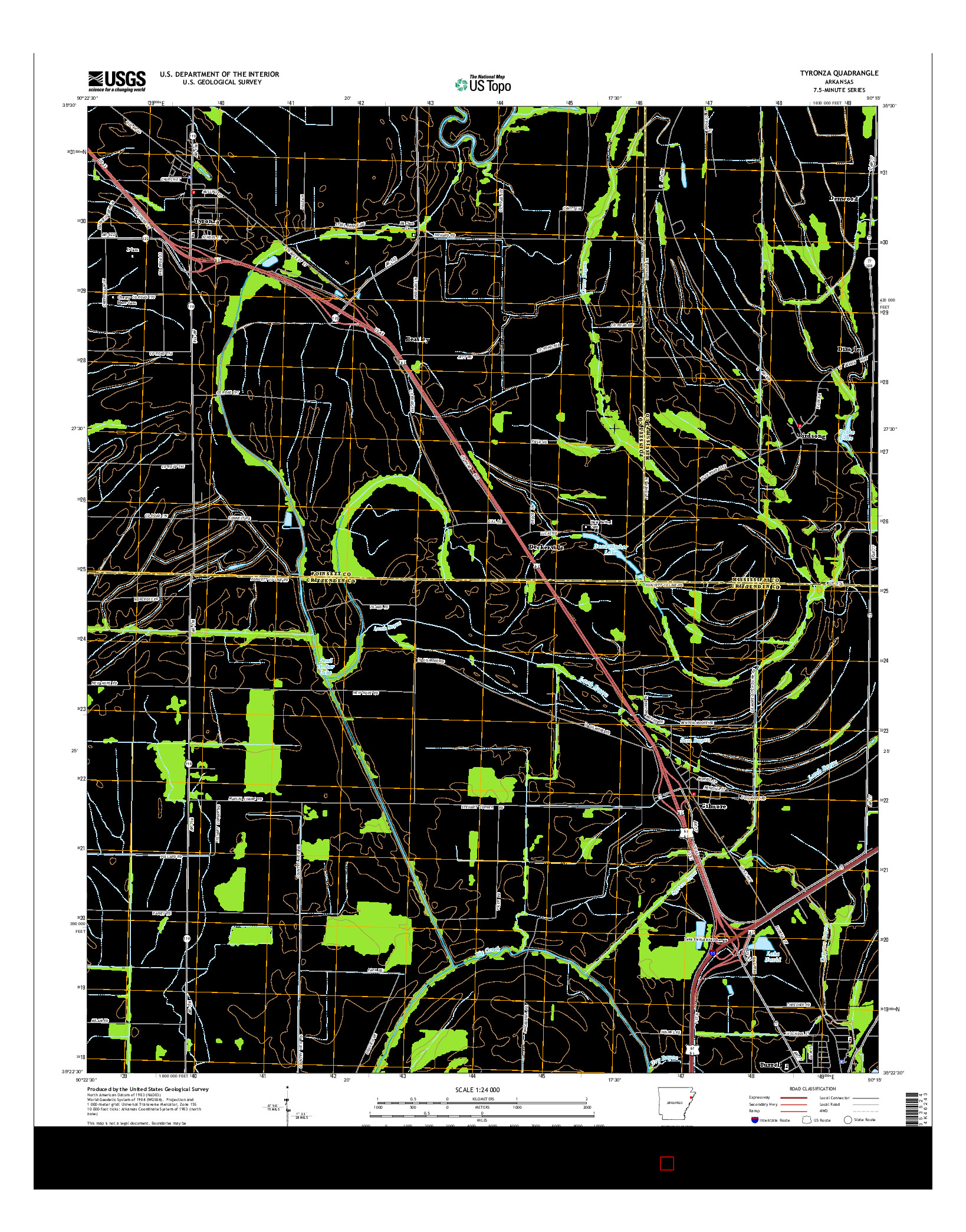 USGS US TOPO 7.5-MINUTE MAP FOR TYRONZA, AR 2014