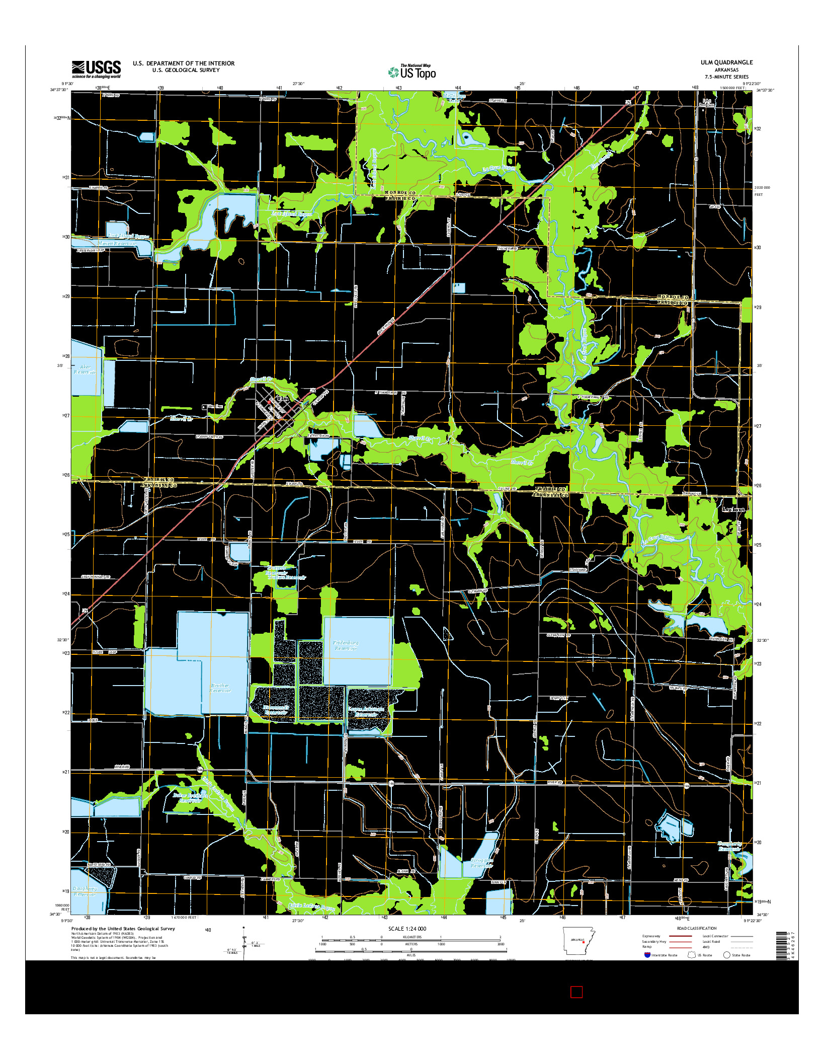 USGS US TOPO 7.5-MINUTE MAP FOR ULM, AR 2014