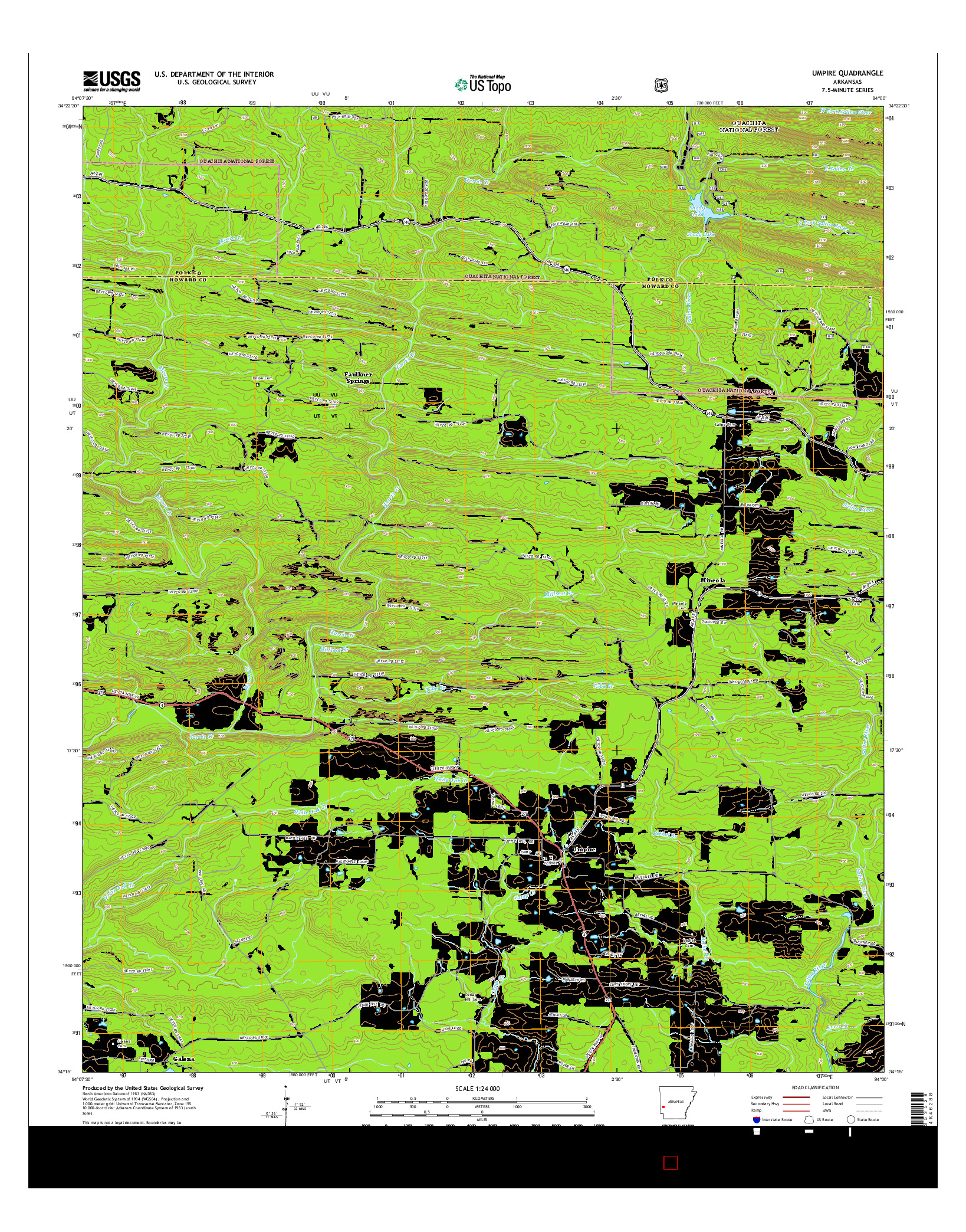 USGS US TOPO 7.5-MINUTE MAP FOR UMPIRE, AR 2014