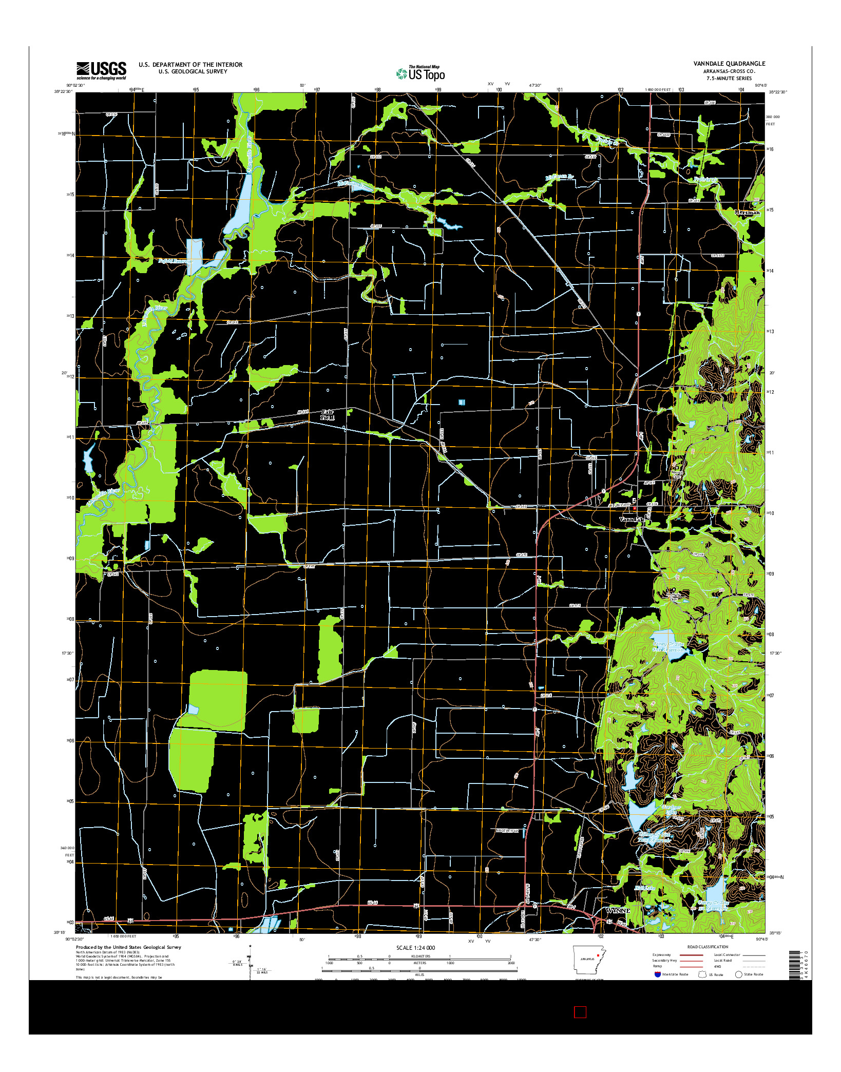 USGS US TOPO 7.5-MINUTE MAP FOR VANNDALE, AR 2014