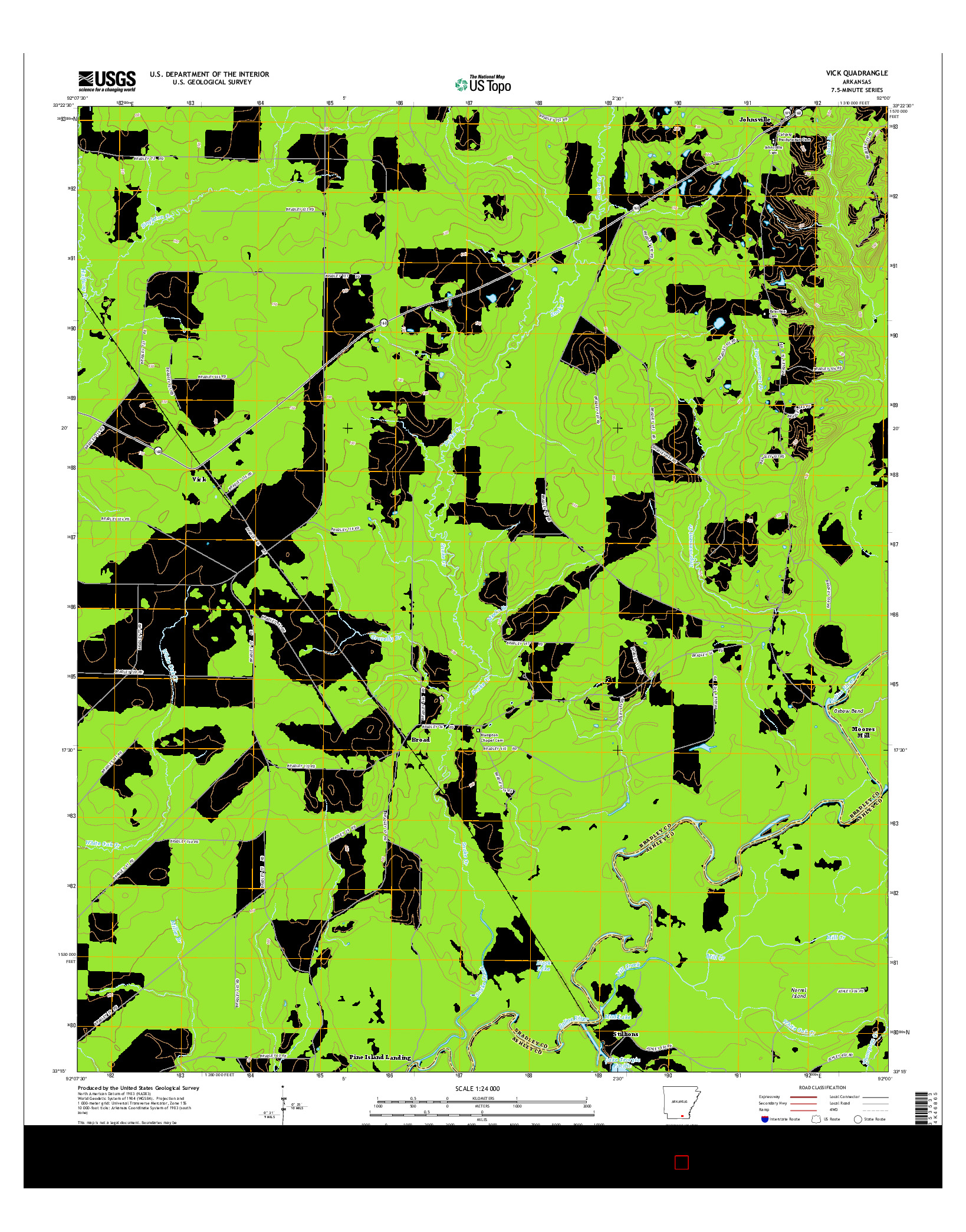 USGS US TOPO 7.5-MINUTE MAP FOR VICK, AR 2014