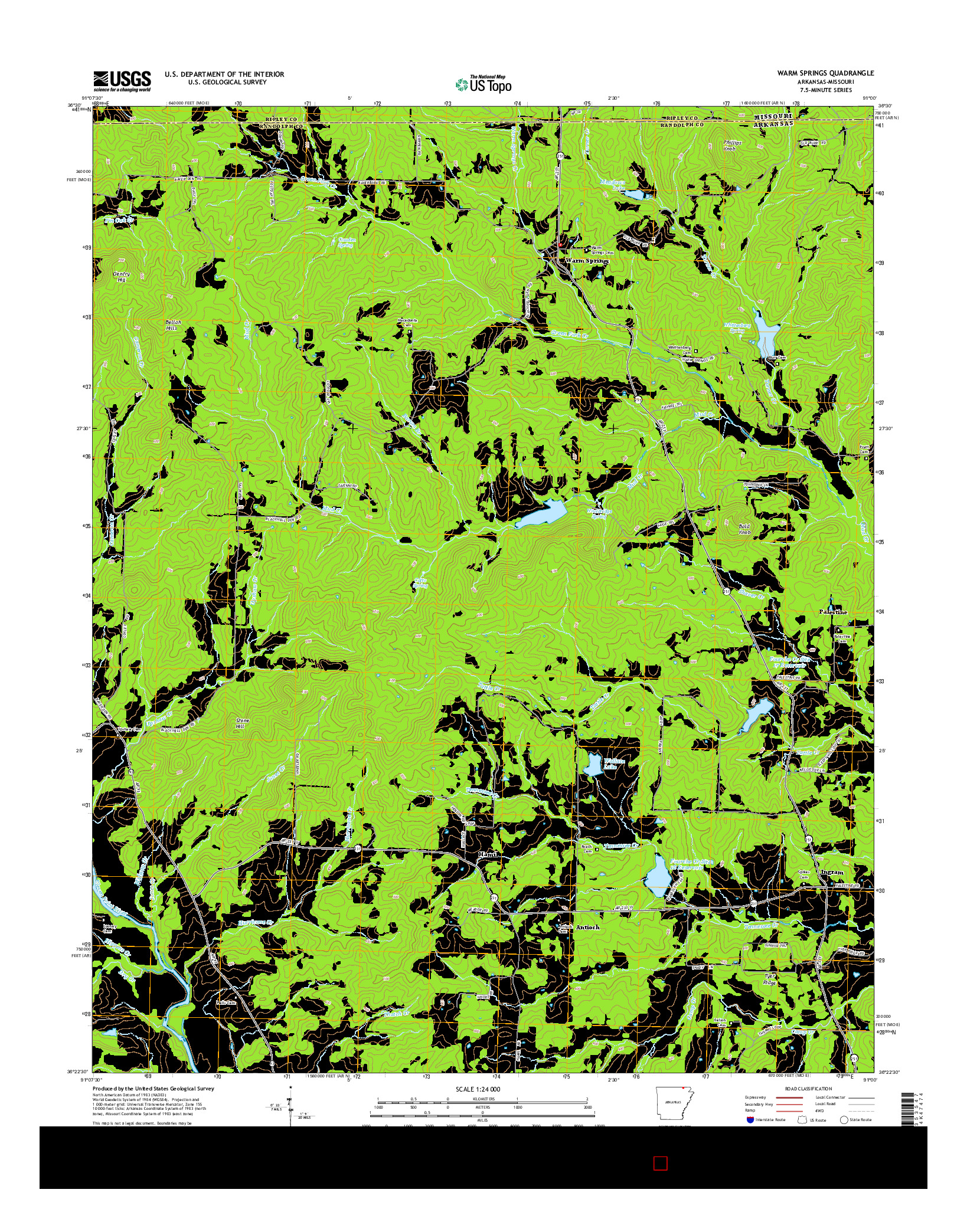 USGS US TOPO 7.5-MINUTE MAP FOR WARM SPRINGS, AR-MO 2014