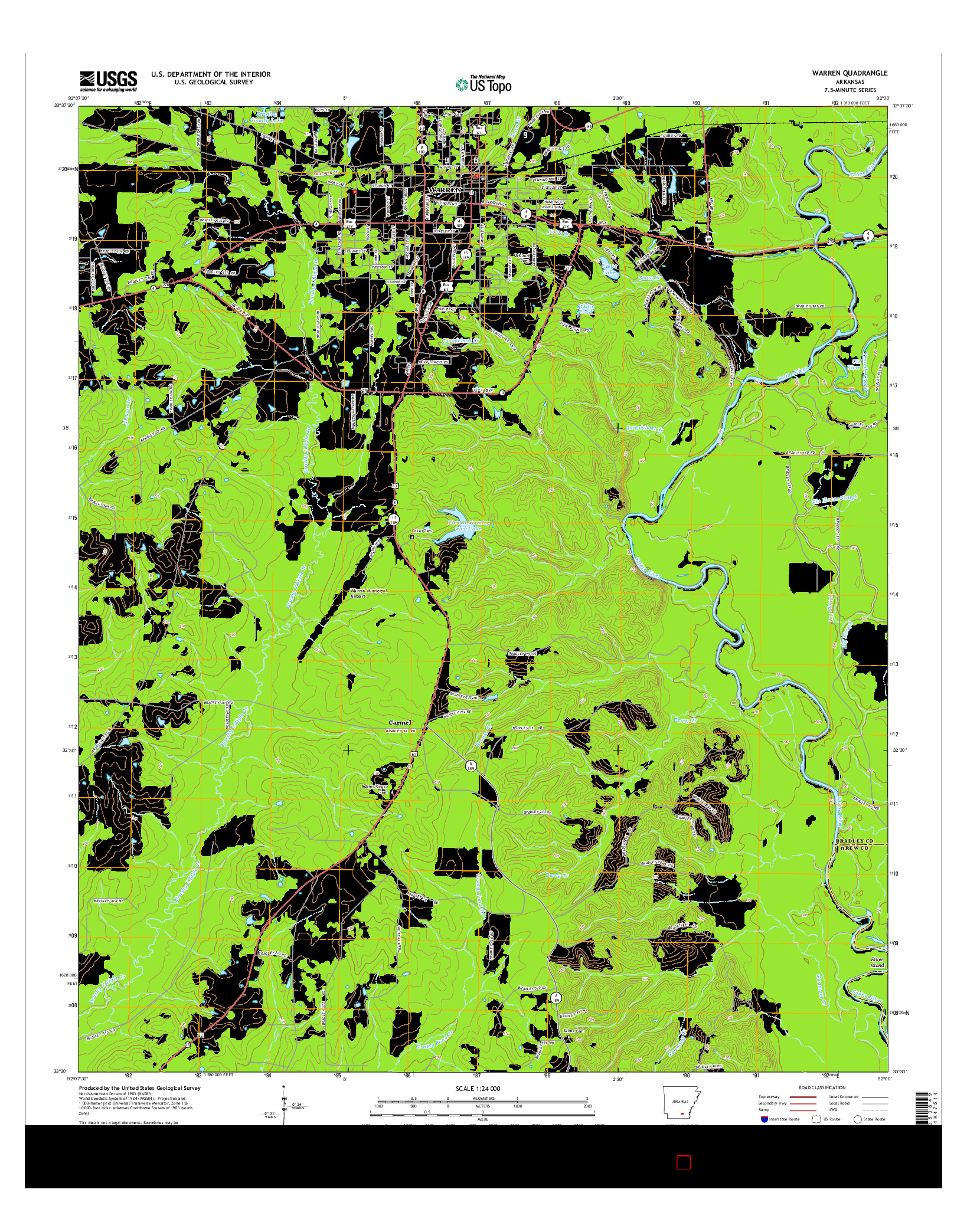 USGS US TOPO 7.5-MINUTE MAP FOR WARREN, AR 2014