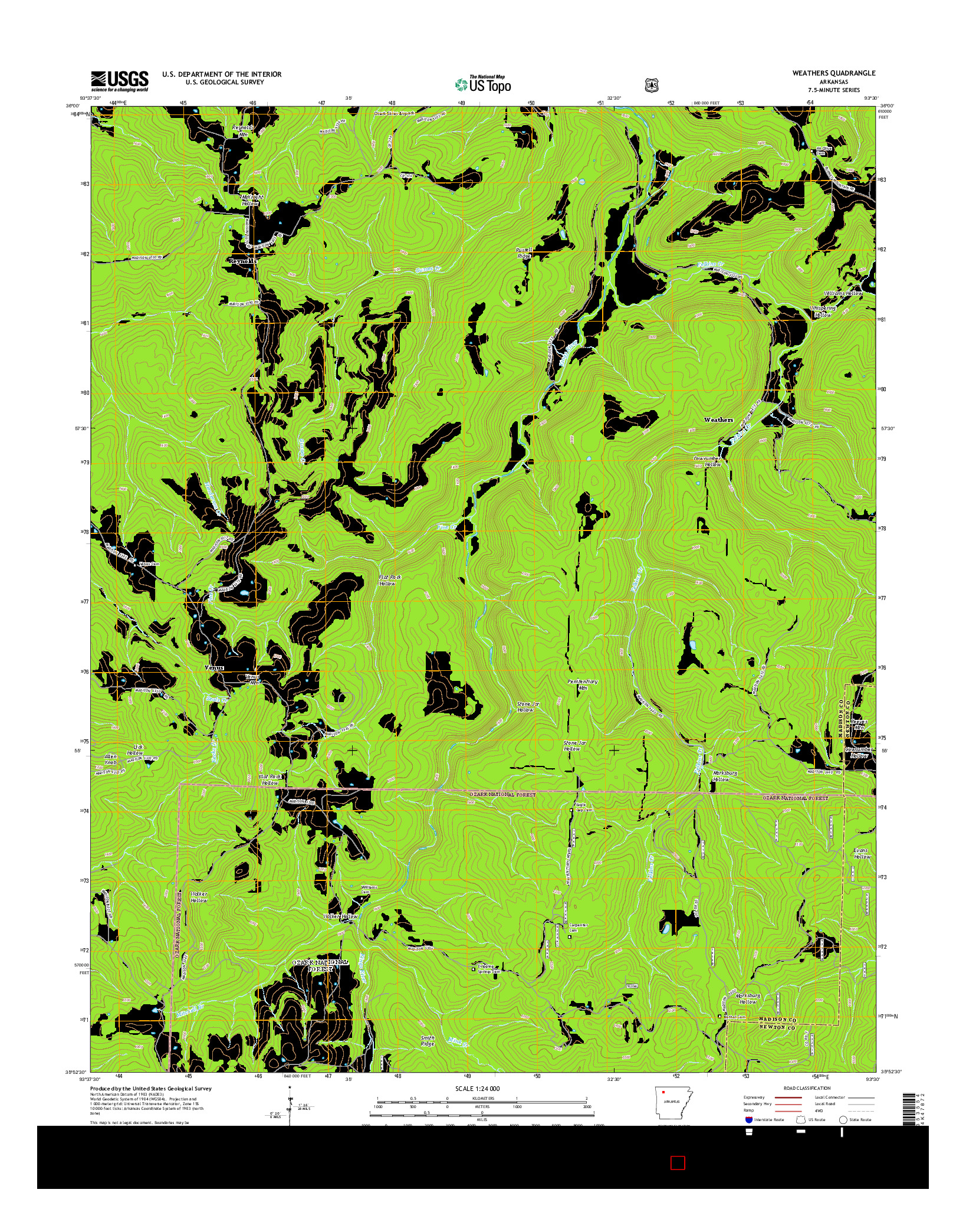 USGS US TOPO 7.5-MINUTE MAP FOR WEATHERS, AR 2014