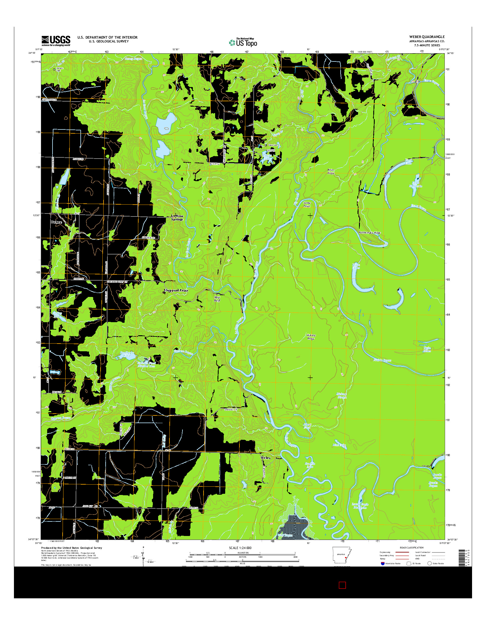 USGS US TOPO 7.5-MINUTE MAP FOR WEBER, AR 2014