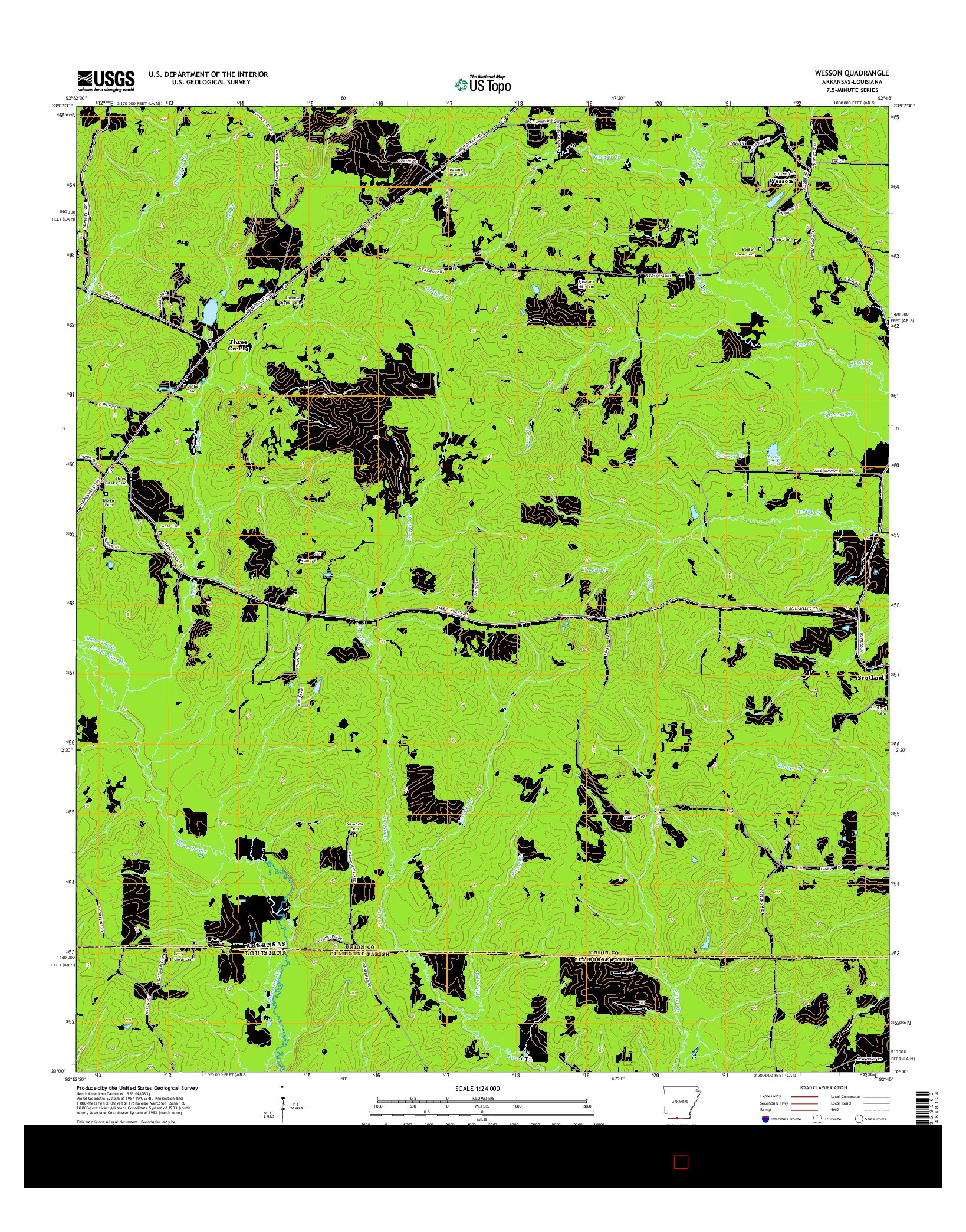 USGS US TOPO 7.5-MINUTE MAP FOR WESSON, AR-LA 2014
