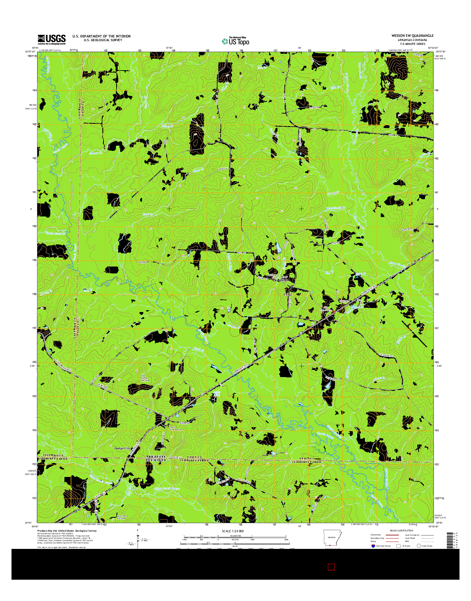 USGS US TOPO 7.5-MINUTE MAP FOR WESSON SW, AR-LA 2014