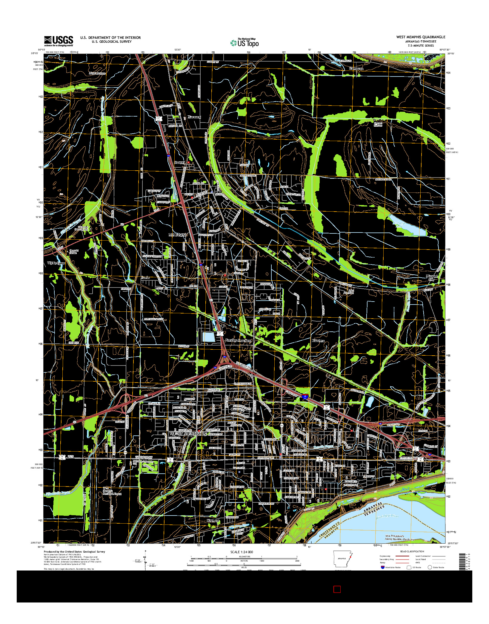 USGS US TOPO 7.5-MINUTE MAP FOR WEST MEMPHIS, AR-TN 2014