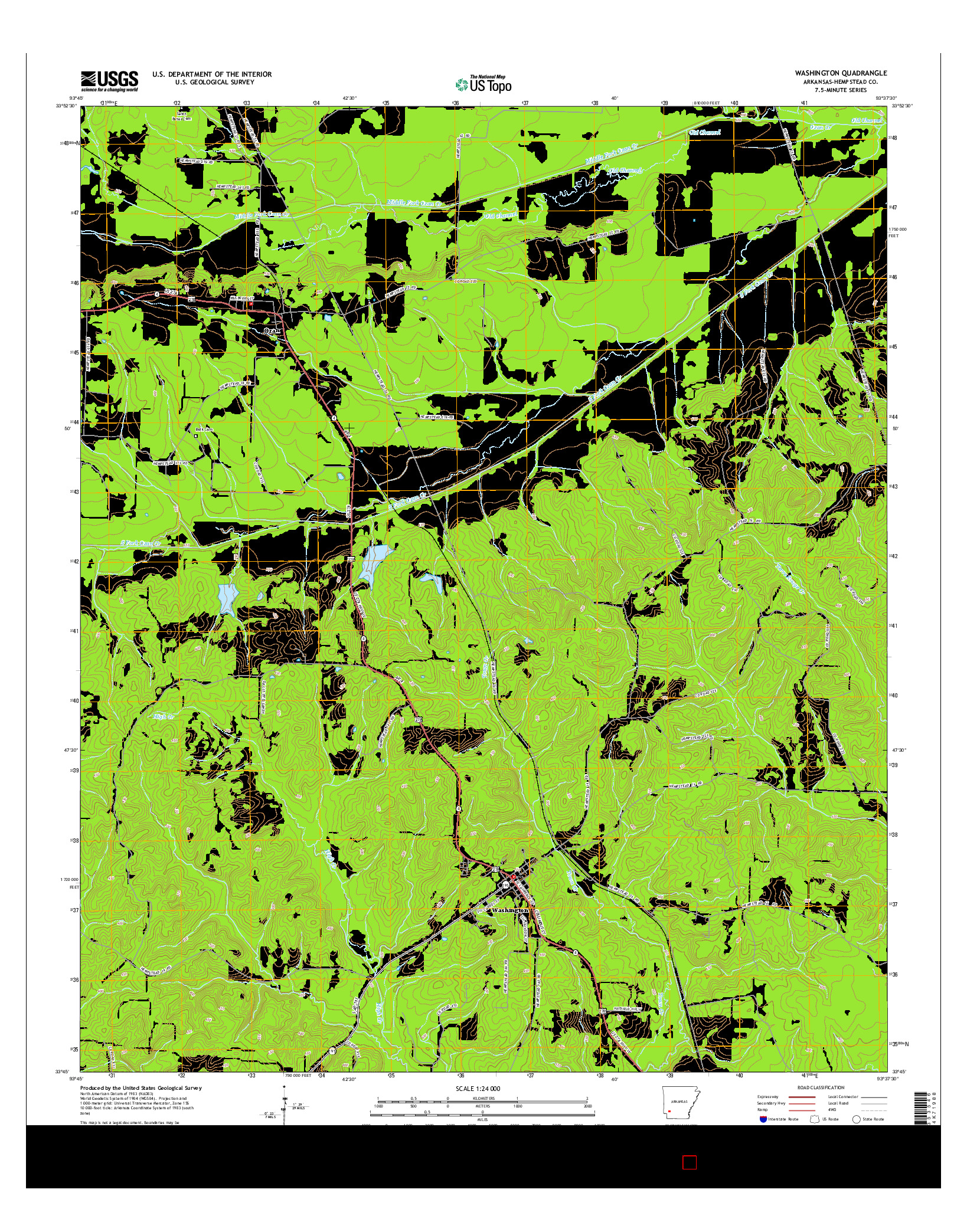 USGS US TOPO 7.5-MINUTE MAP FOR WASHINGTON, AR 2014