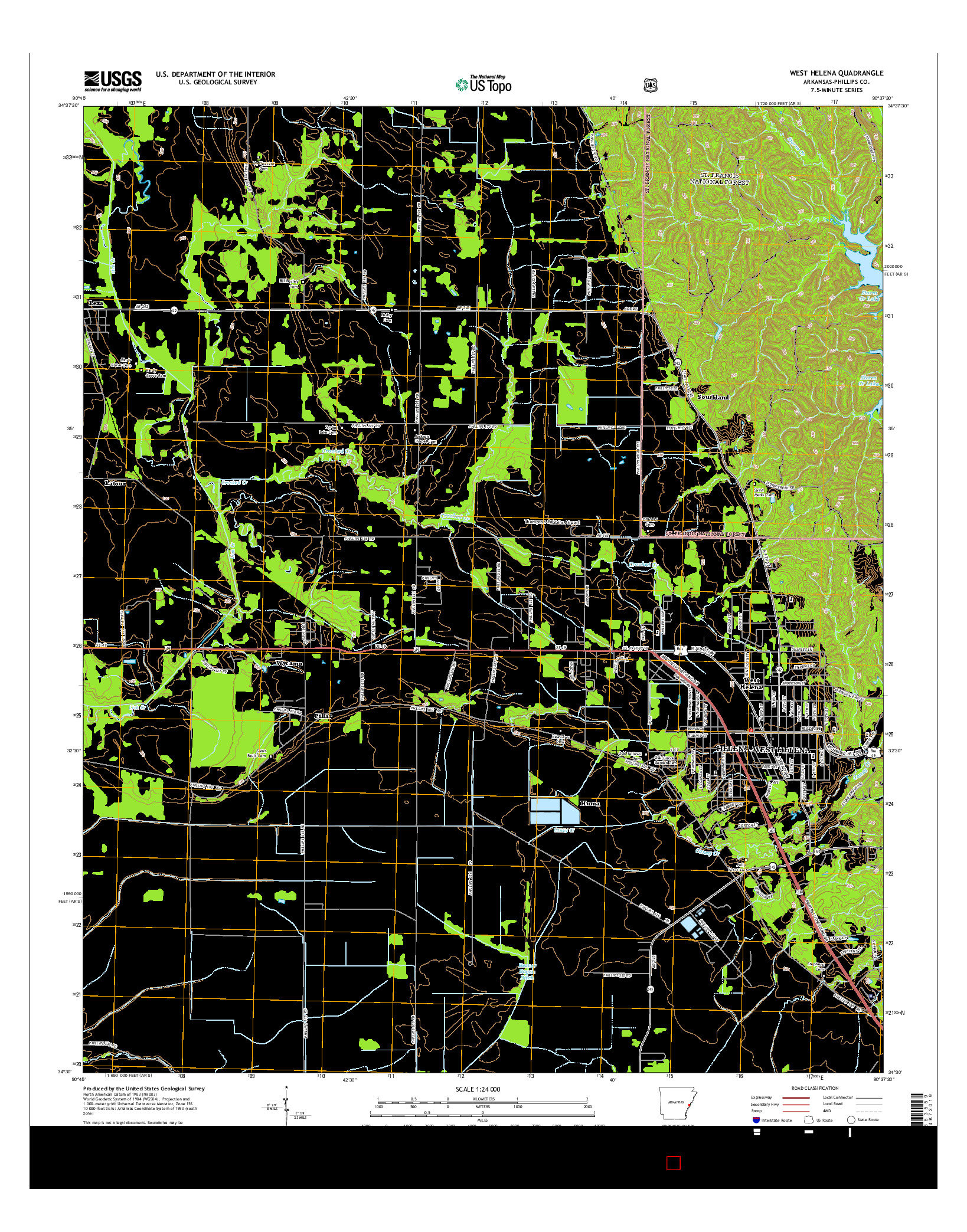 USGS US TOPO 7.5-MINUTE MAP FOR WEST HELENA, AR 2014