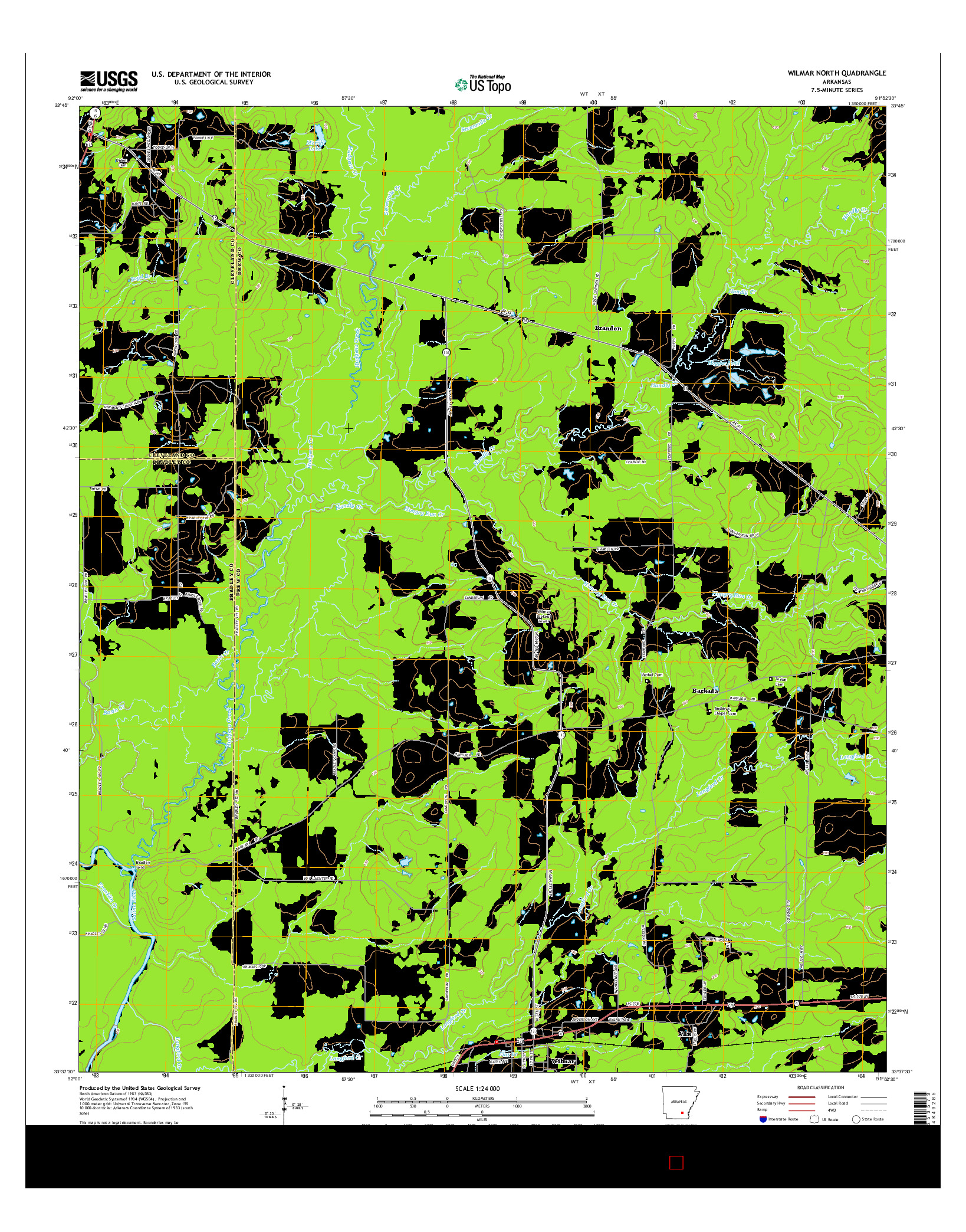 USGS US TOPO 7.5-MINUTE MAP FOR WILMAR NORTH, AR 2014