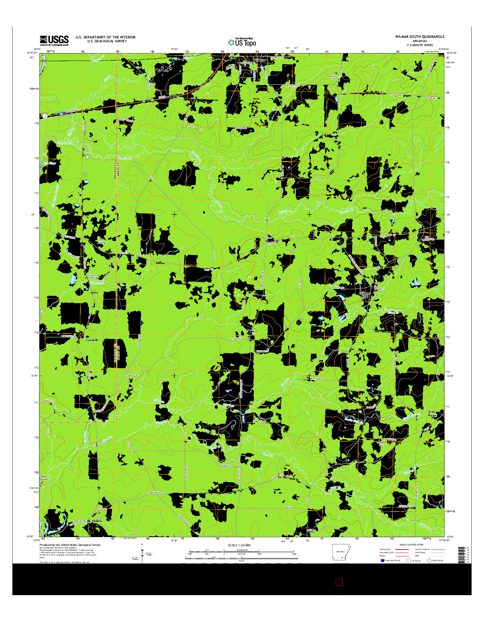 USGS US TOPO 7.5-MINUTE MAP FOR WILMAR SOUTH, AR 2014