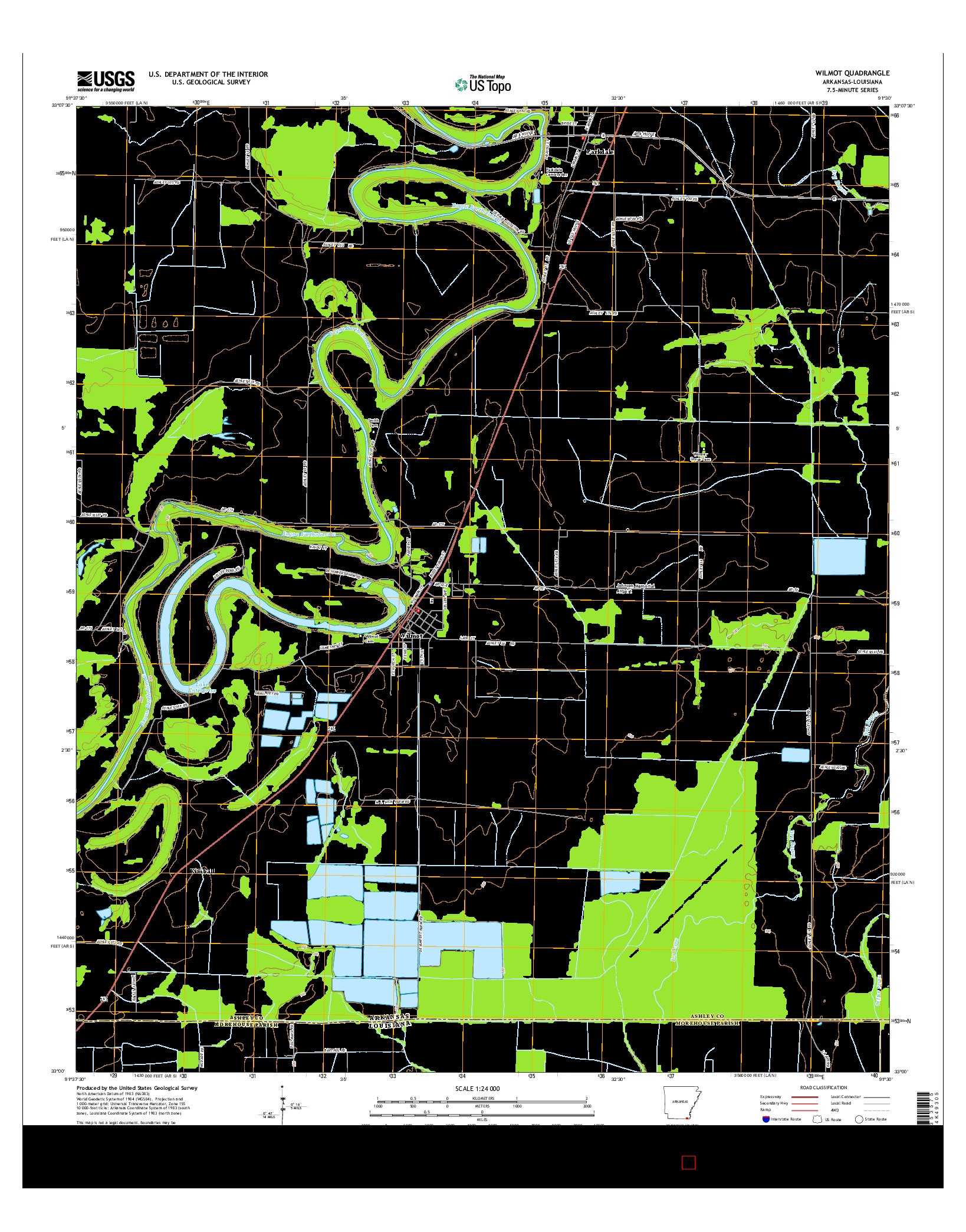USGS US TOPO 7.5-MINUTE MAP FOR WILMOT, AR-LA 2014